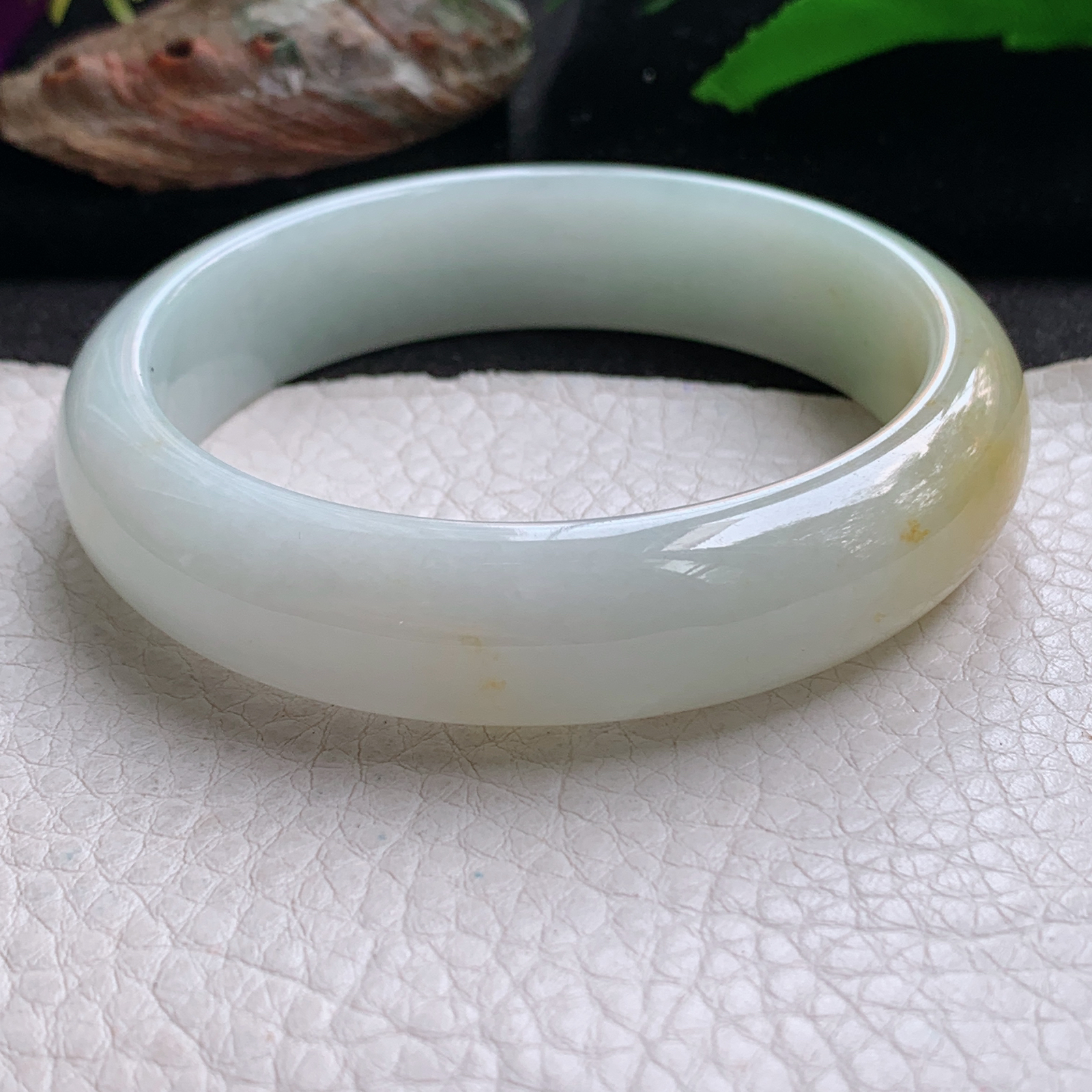 nr实拍59*14.8*8招财镯 天然缅甸翡翠a货手镯飘黄翡水润正圈玉镯子