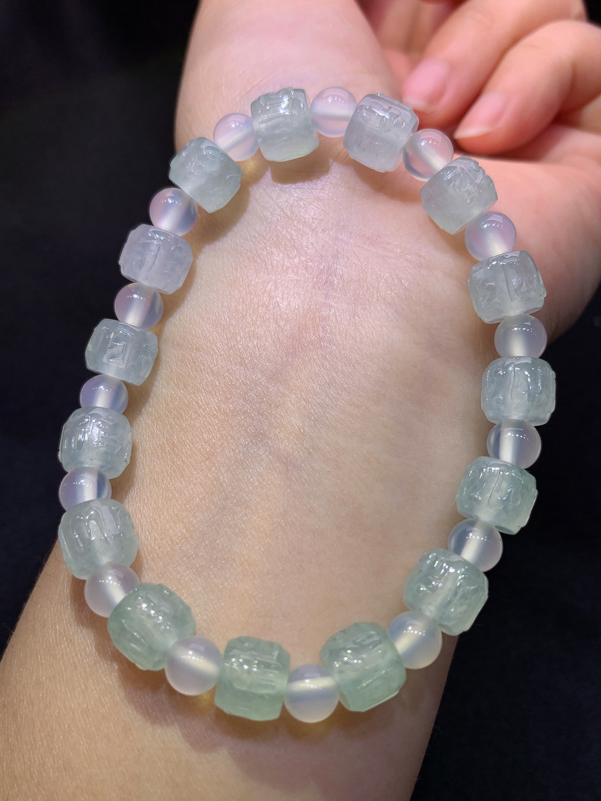 冰种路路通手串，手链，冰润细腻，种水足，Jm 尺寸7*8.5