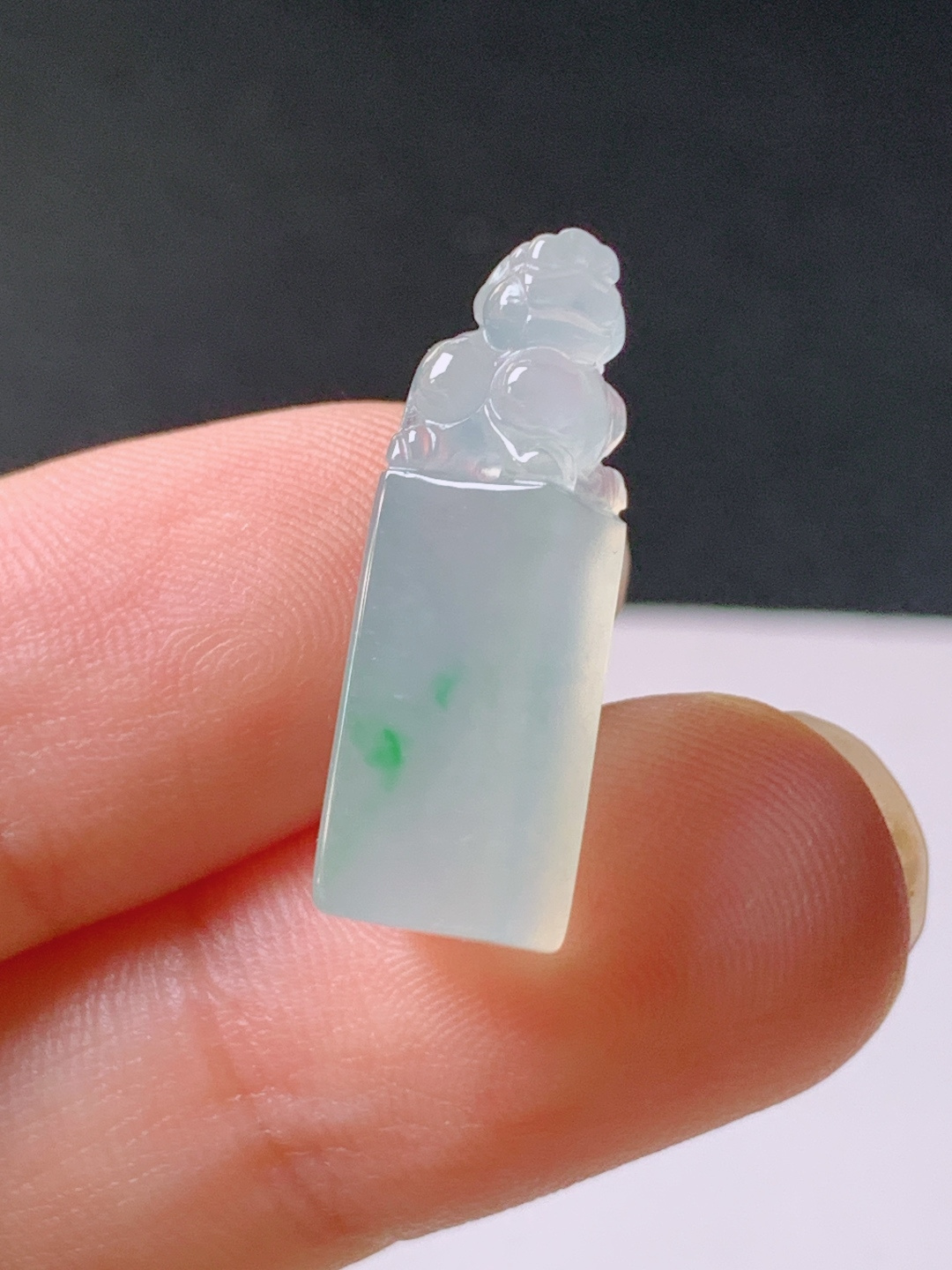 ️ 冰种飘绿貔貅印章，水润饱满，裸石22.1/6.4/6.1