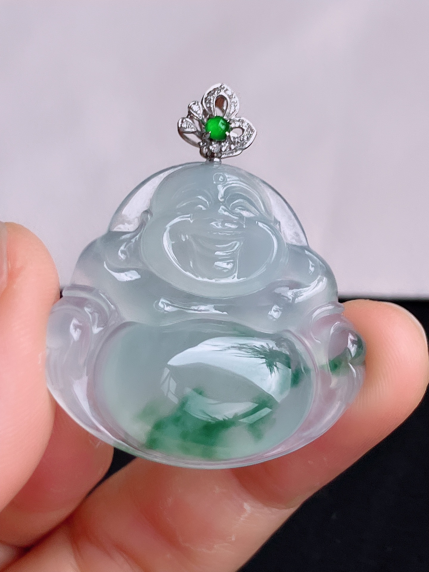 ️，冰飘花大佛，晶莹剔透，花色清爽，尺寸38.8/33/30，自然光实拍