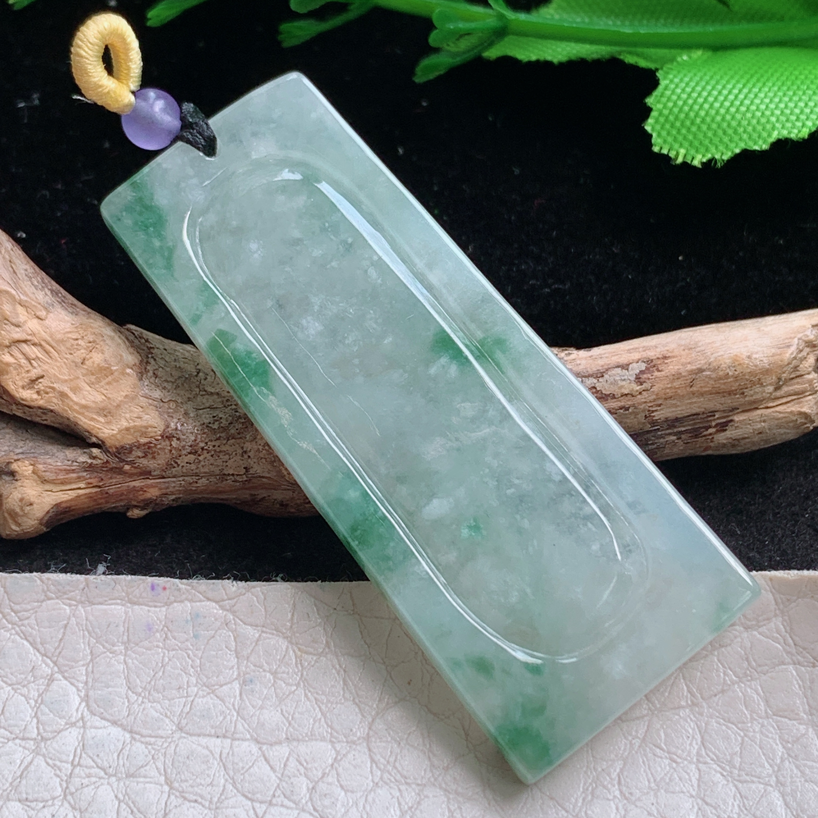 t实拍51*20.7*6.3缅甸翡翠A货精雕冰飘花无相佛祖玉吊坠 玉挂件