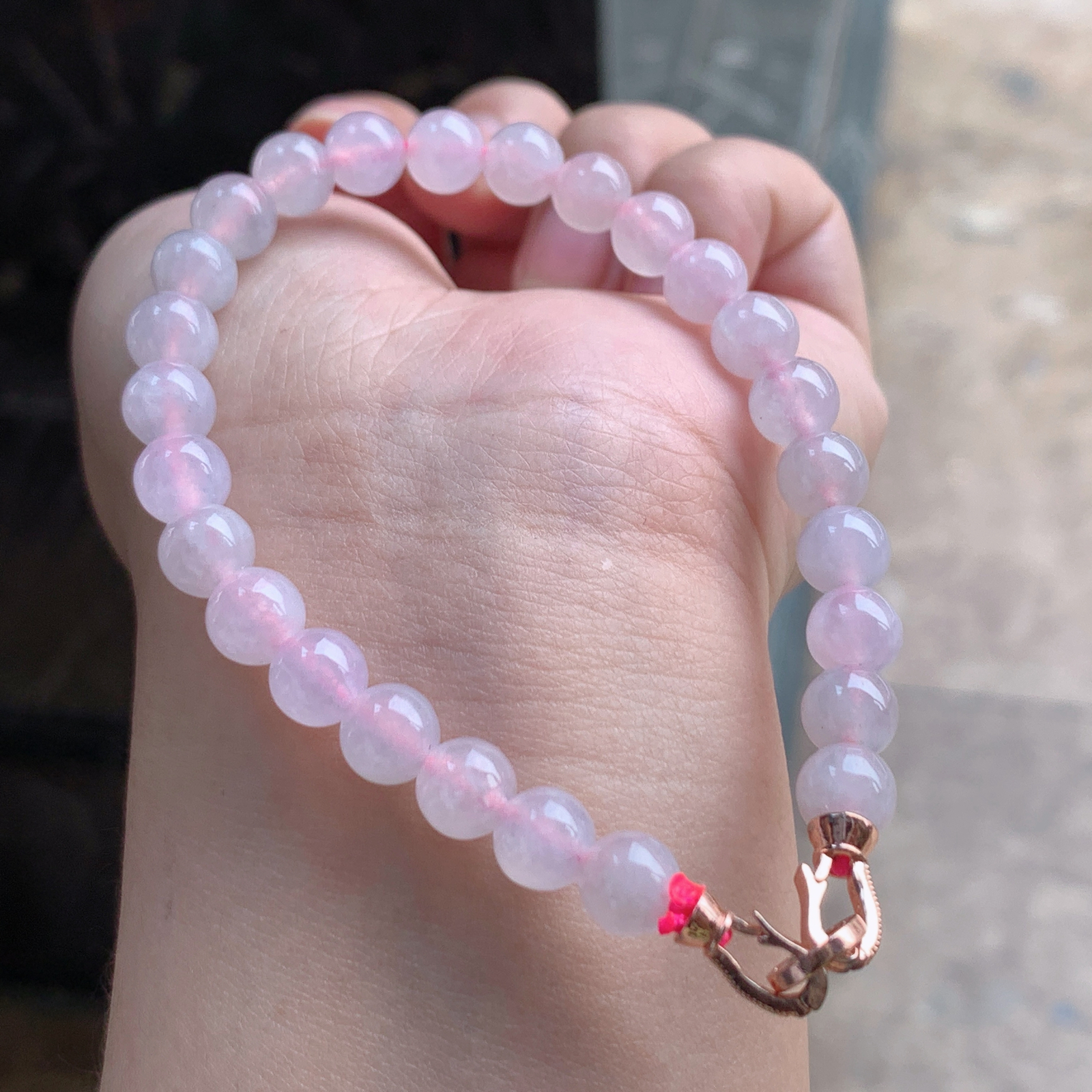 冰种粉紫色手串