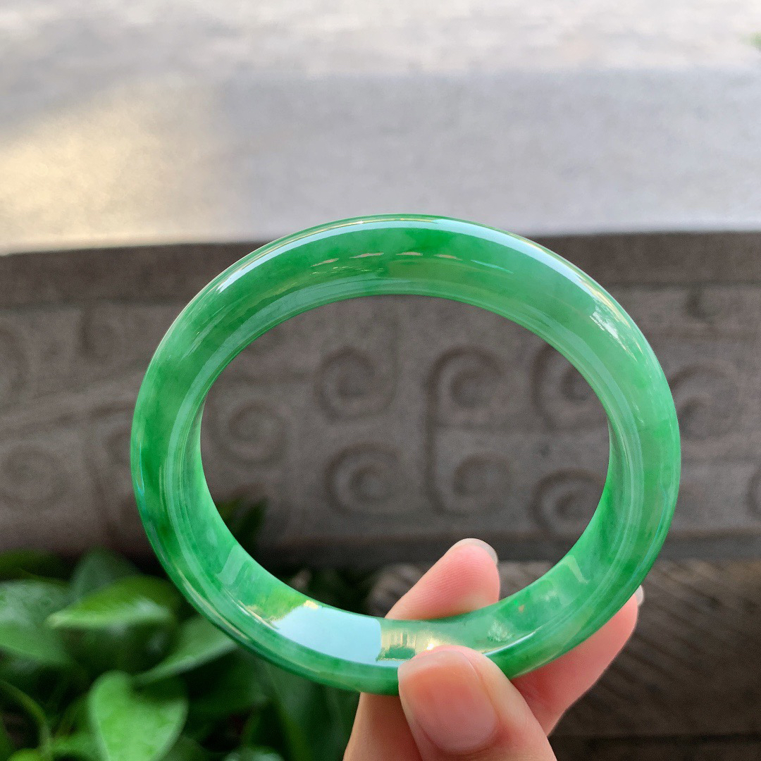 圈口 57.7-12-8.2【满绿正圈手镯】正圈57 58可戴