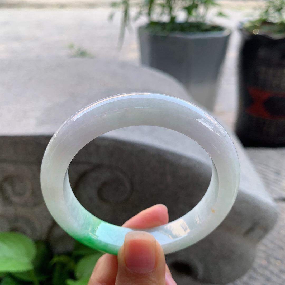 圈口56.4-12-8.9 【辣阳绿正圈手镯】正圈56 57可戴