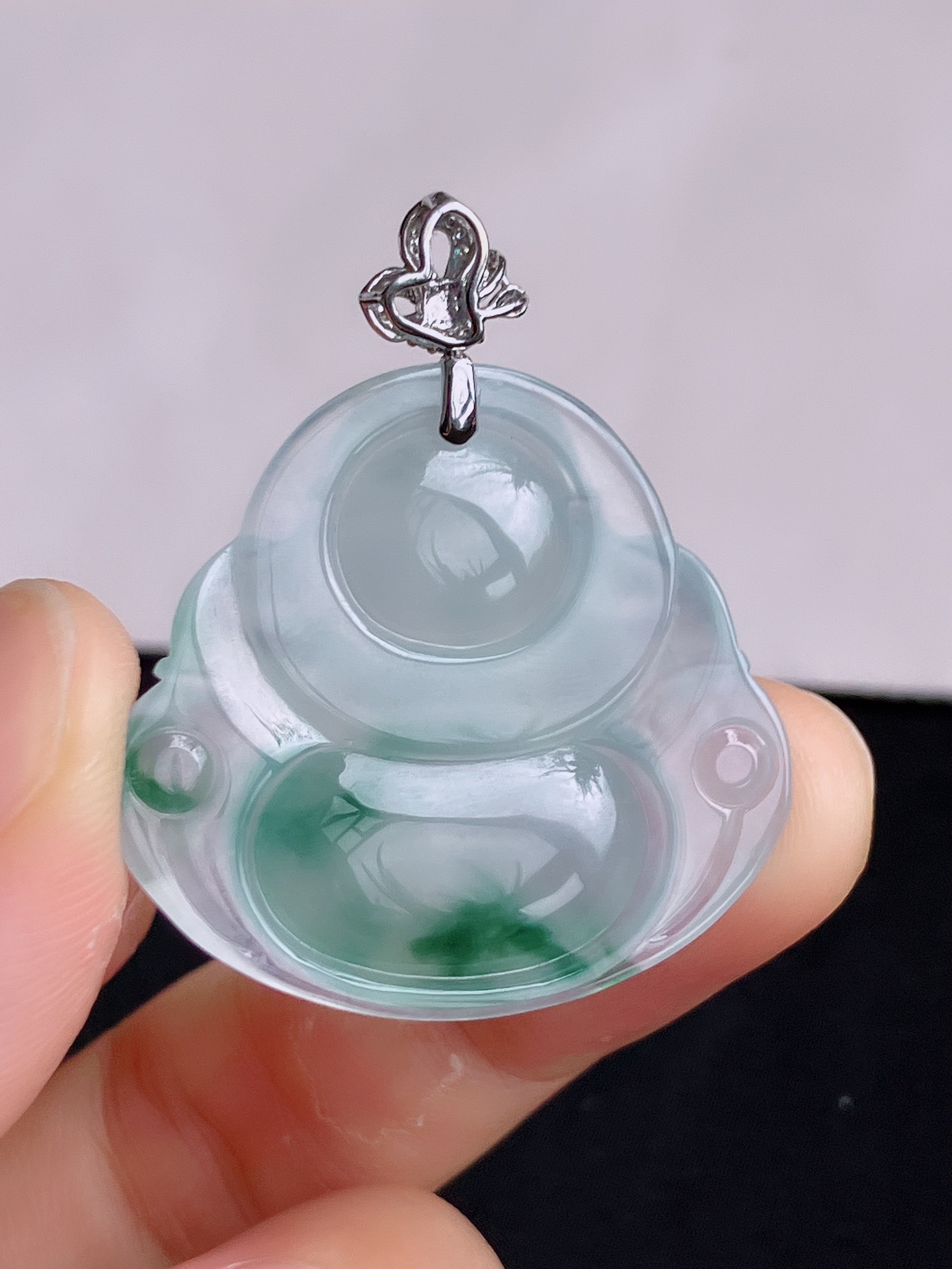 ️，冰飘花大佛，晶莹剔透，花色清爽，尺寸38.8/33/30，自然光实拍