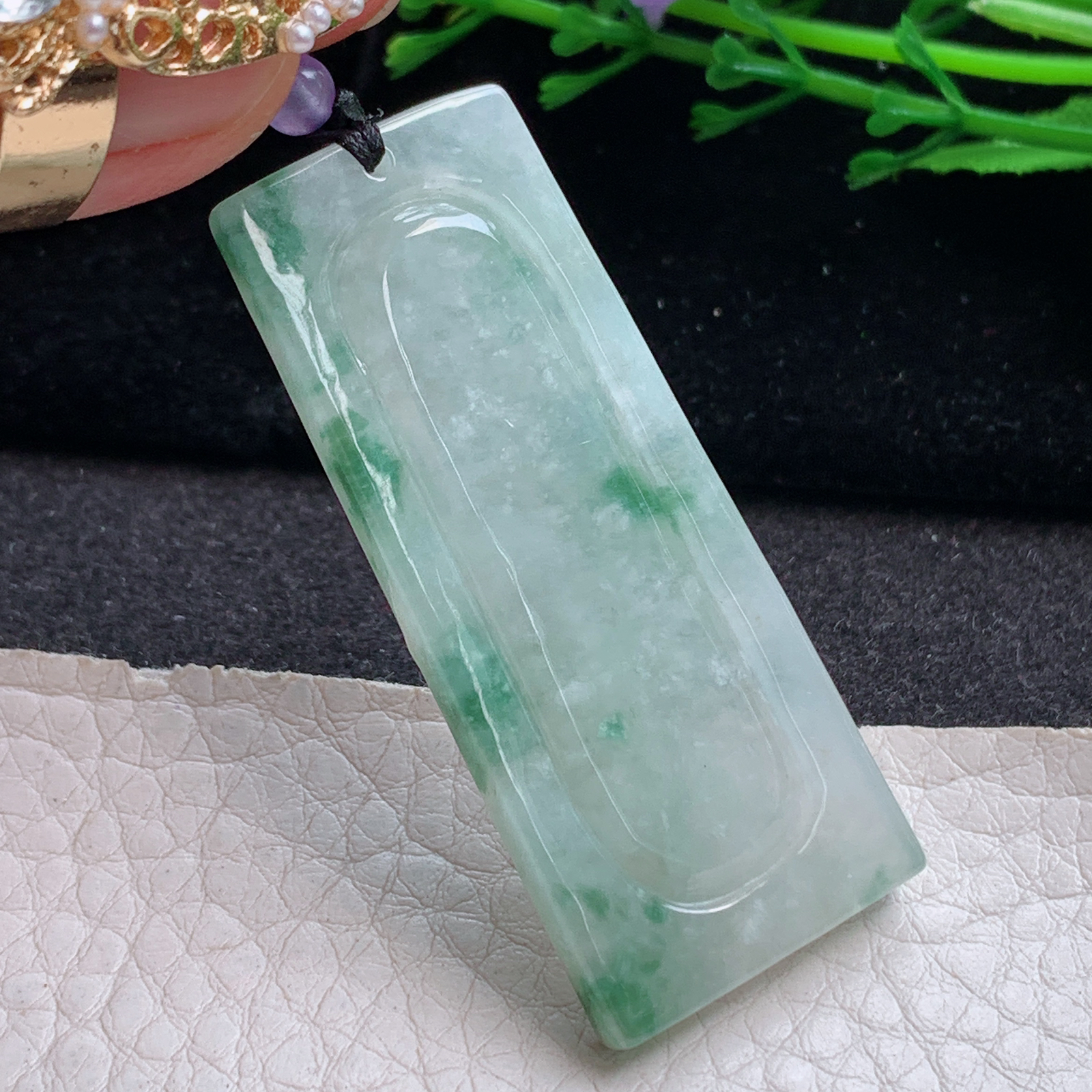 t实拍51*20.7*6.3缅甸翡翠A货精雕冰飘花无相佛祖玉吊坠 玉挂件