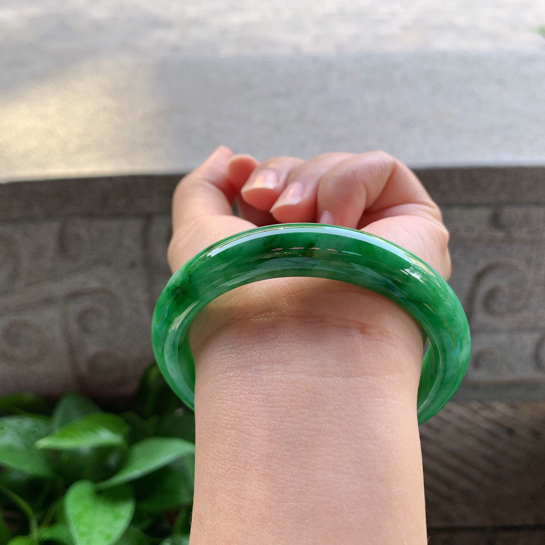 圈口 57.7-12-8.2【满绿正圈手镯】正圈57 58可戴