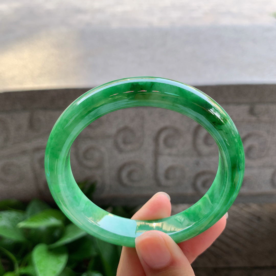 圈口 57.7-12-8.2【满绿正圈手镯】正圈57 58可戴