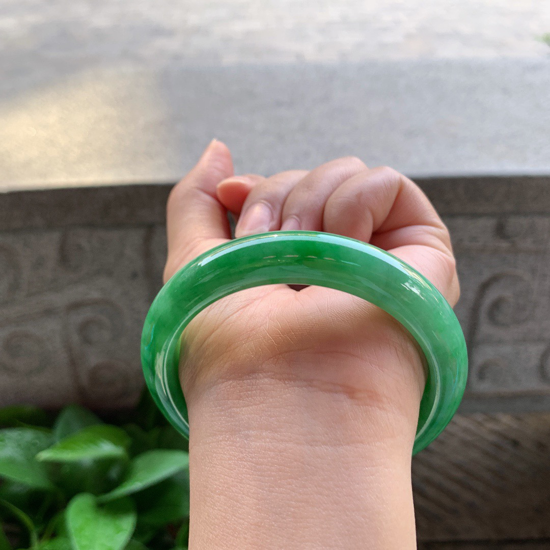 圈口 57.7-12-8.2【满绿正圈手镯】正圈57 58可戴
