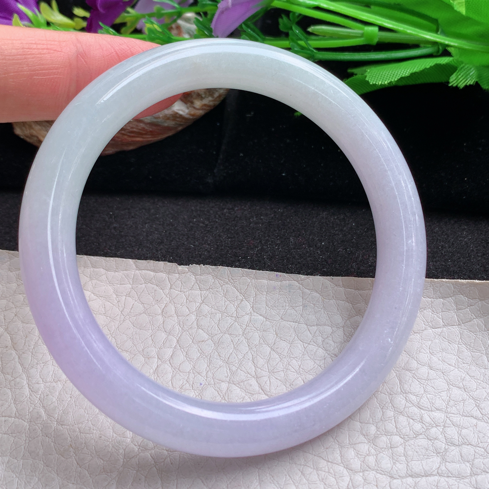 nr实拍59*9.3招财美人镯 天然缅甸翡翠a货手镯半山水水润正圈玉镯子