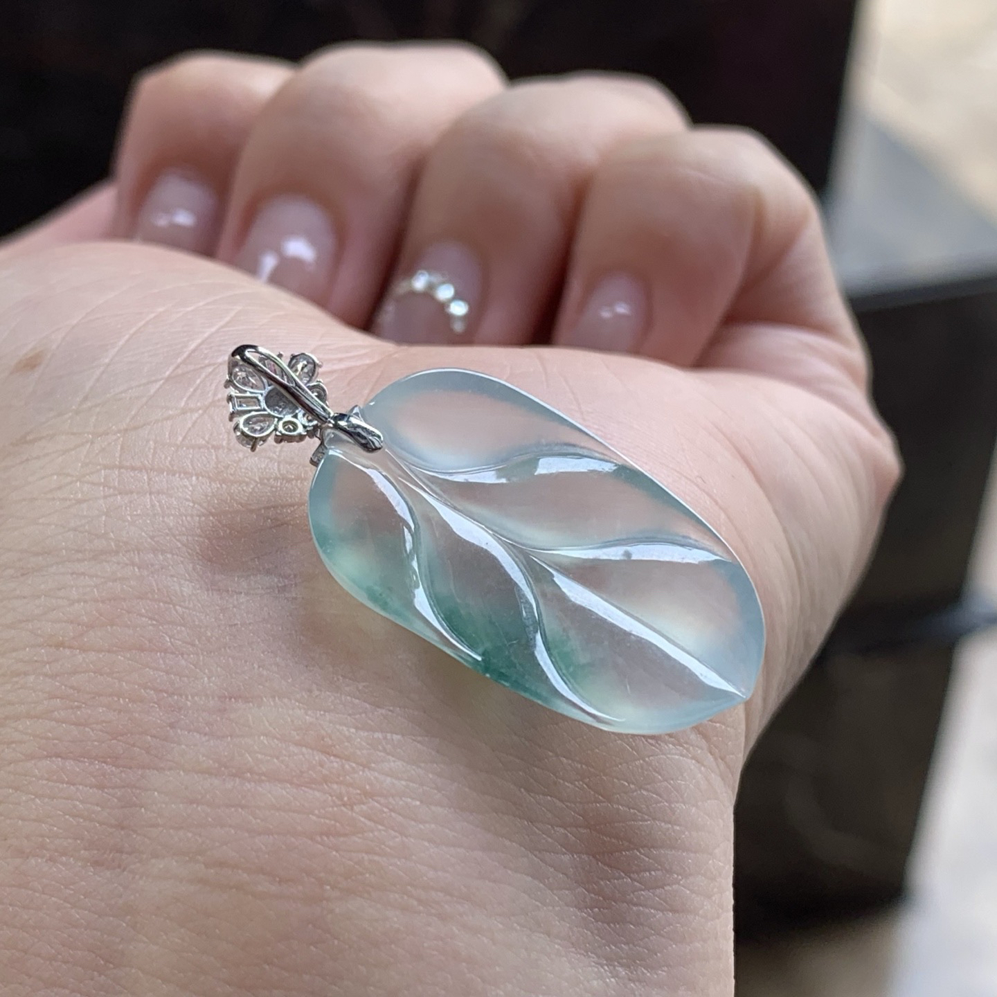 冰种飘花玉叶^_^ 种老 金扣