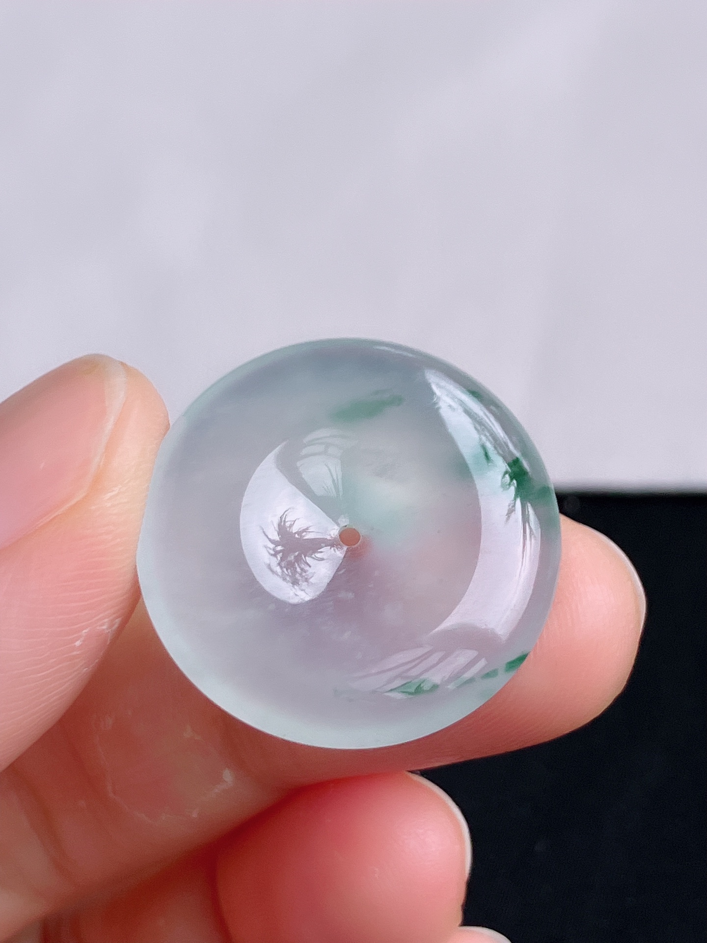 ️冰飘花平安扣，晶莹剔透，尺寸23.8/5/自然光实拍