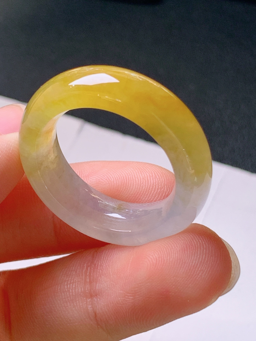 ️ 冰黄翡指环，无裂色正饱满，裸石29.4/7.7/5.1，圈口22
