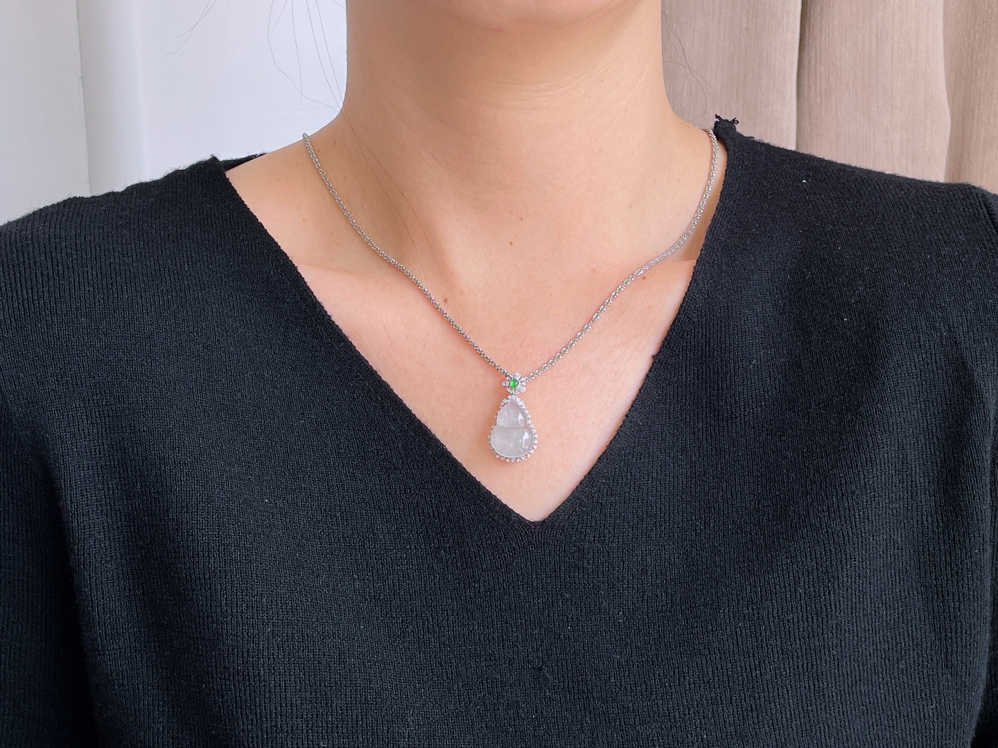 冰木那雪花棉葫芦吊坠，18k金镶嵌，无裂，性比高，29.4/16/9，编号