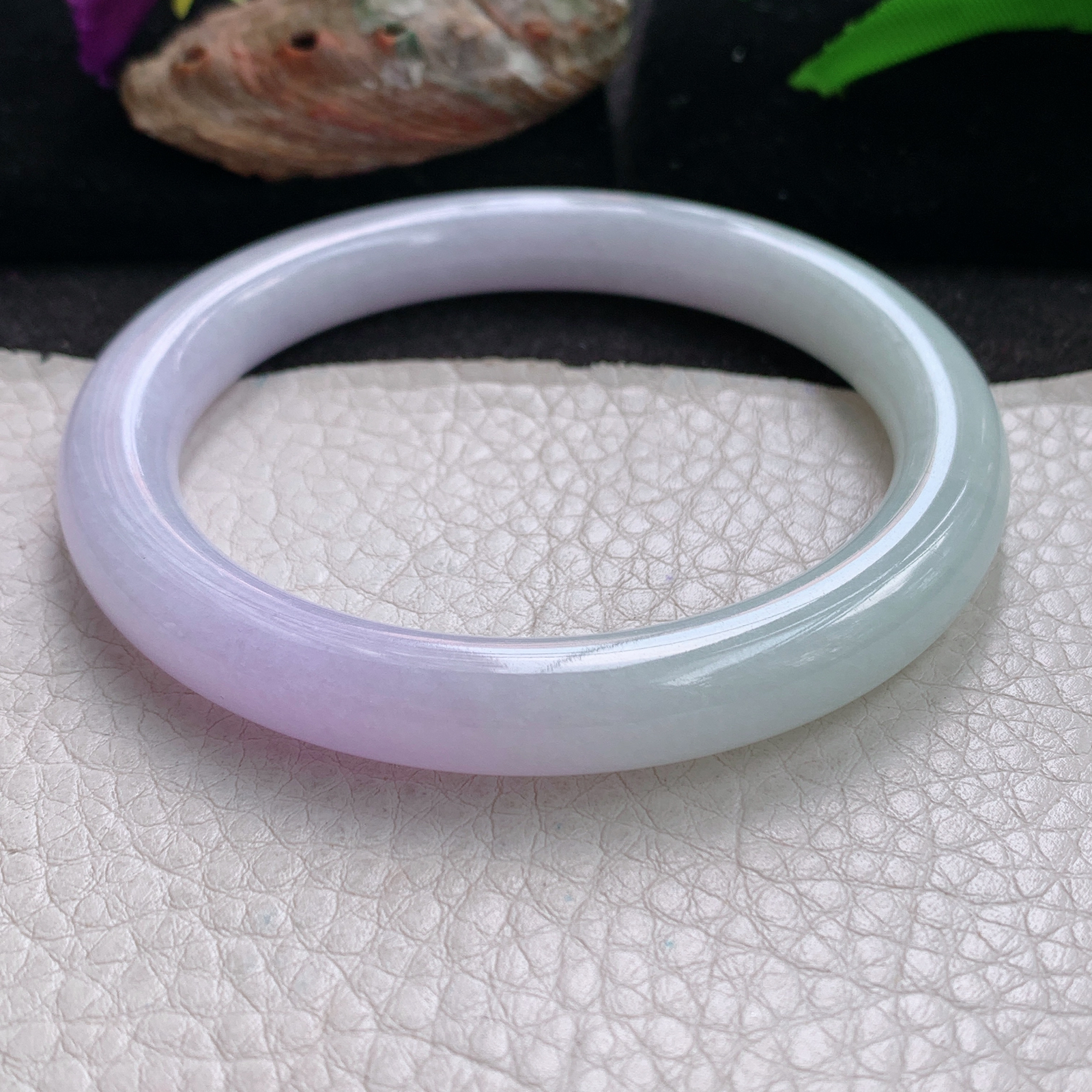 nr实拍59*9.3招财美人镯 天然缅甸翡翠a货手镯半山水水润正圈玉镯子