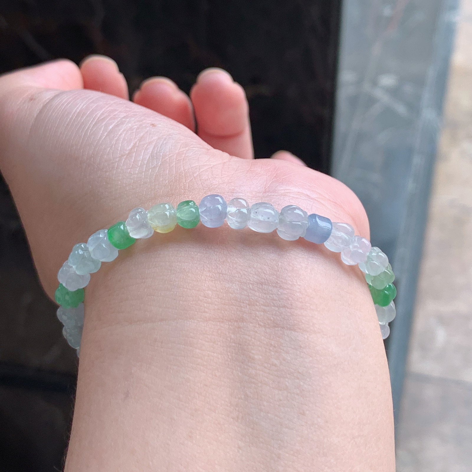 冰种拼色莲花手串