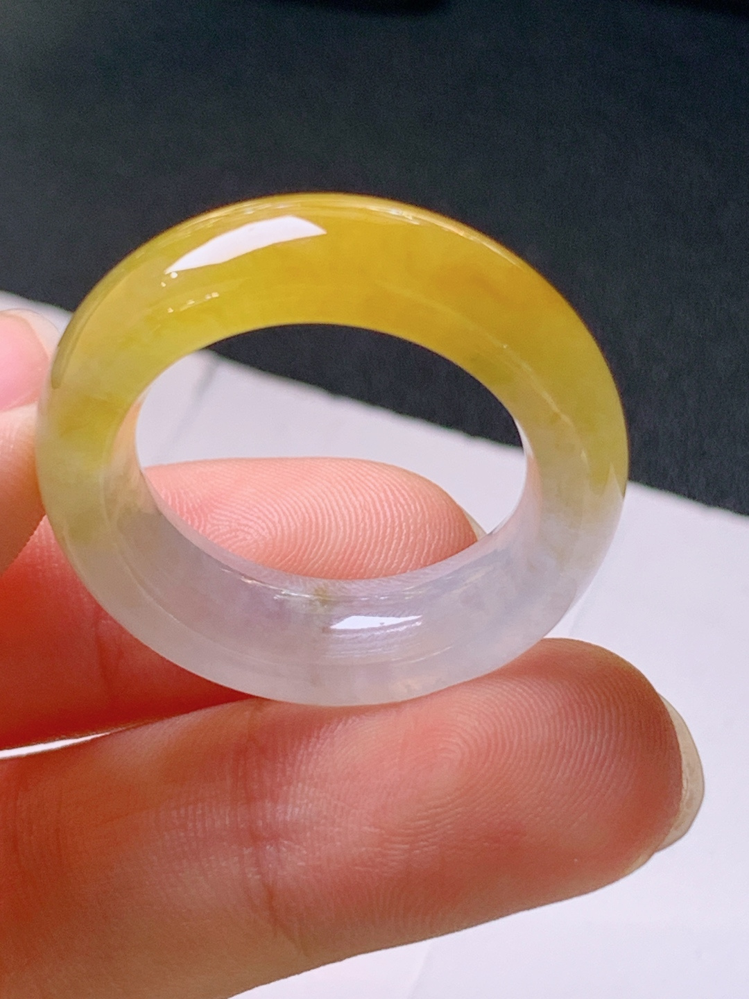 ️ 冰黄翡指环，无裂色正饱满，裸石29.4/7.7/5.1，圈口22