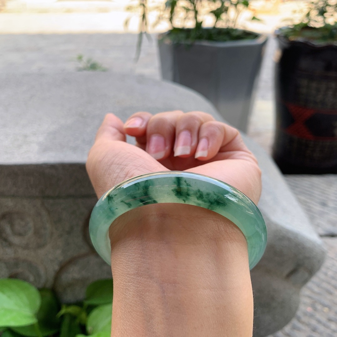 圈口56-11.6-8.1 【冰种飘花正圈手镯】正圈56 57可戴