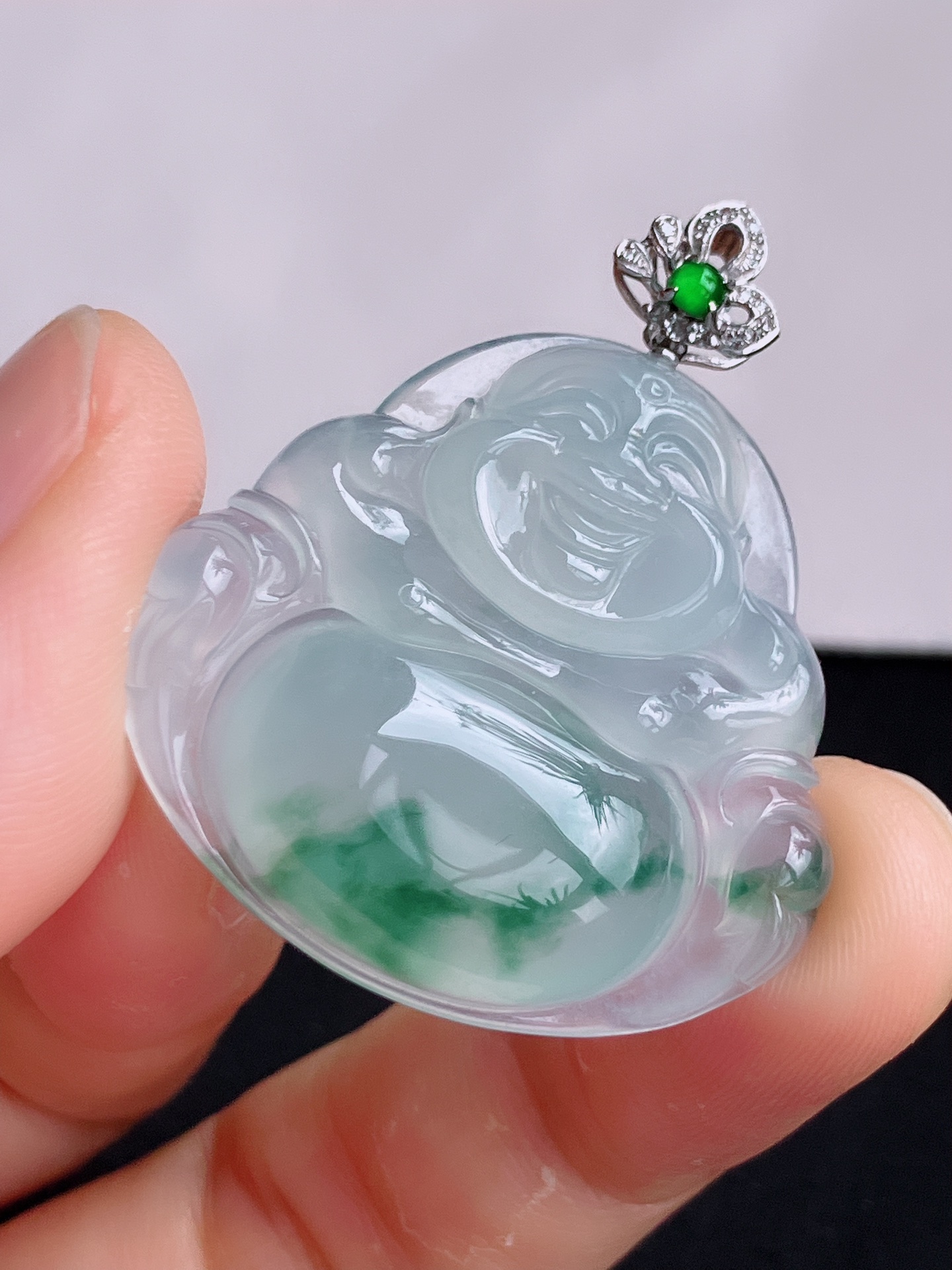 ️，冰飘花大佛，晶莹剔透，花色清爽，尺寸38.8/33/30，自然光实拍