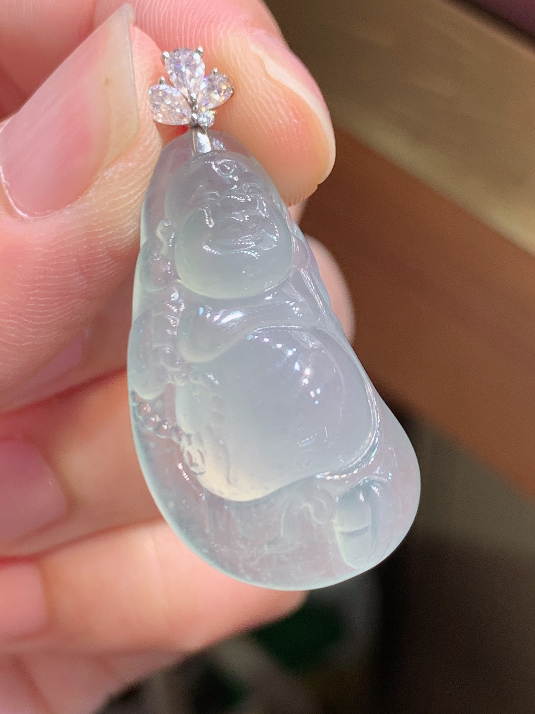 ️ 布袋佛吊坠，冰透水润，无裂，裸石31.2/17.6/8.3