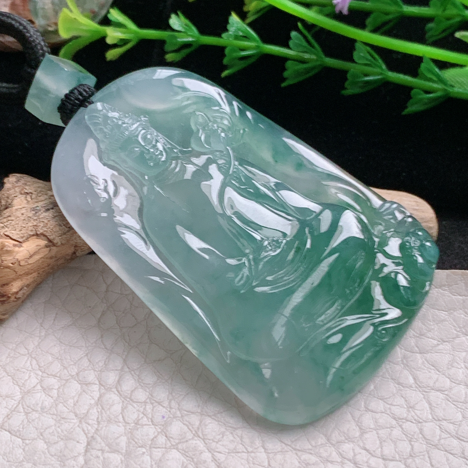 yl实拍60*39.8*5.6缅甸翡翠冰种大势至观音吊坠 厚装持莲观音菩萨守护神