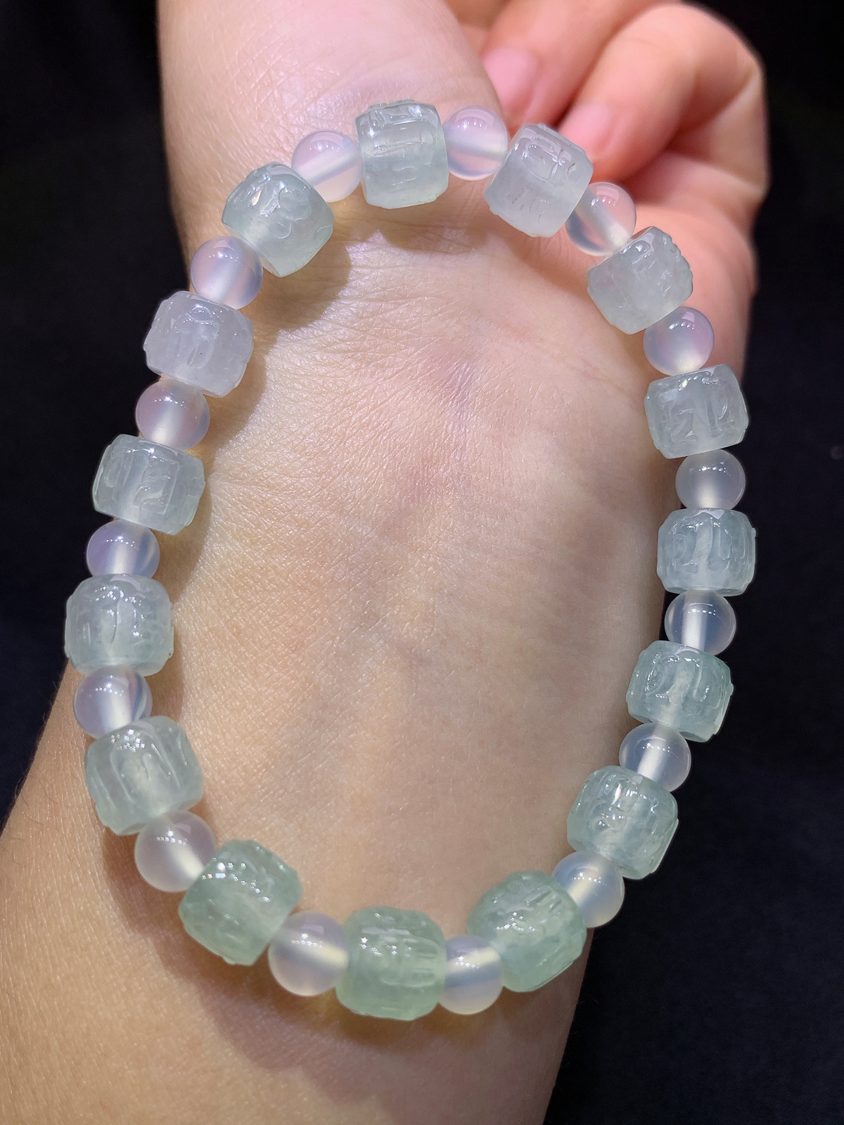 冰种路路通手串，手链，冰润细腻，种水足，Jm 尺寸7*8.5
