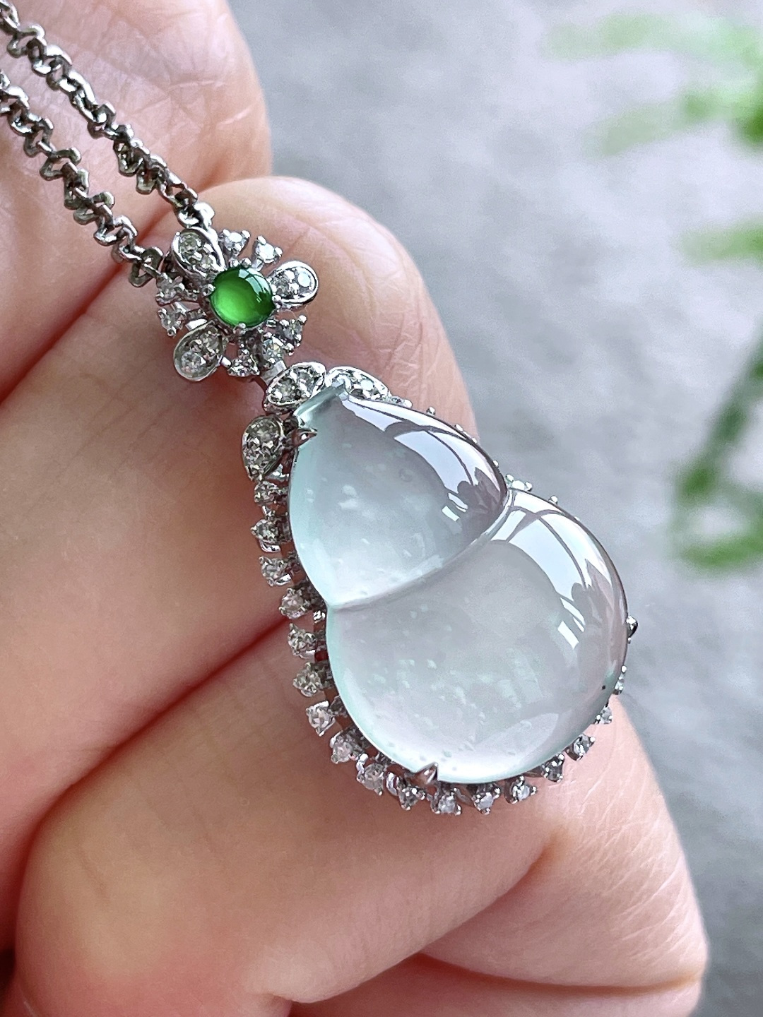 冰木那雪花棉葫芦吊坠，18k金镶嵌，无裂，性比高，29.4/16/9，编号