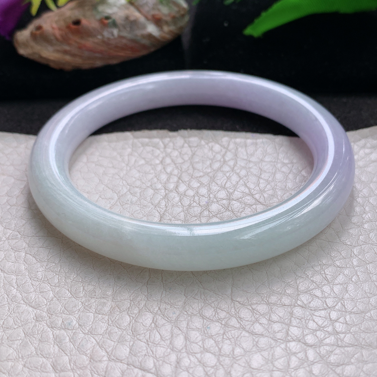 nr实拍59*9.3招财美人镯 天然缅甸翡翠a货手镯半山水水润正圈玉镯子