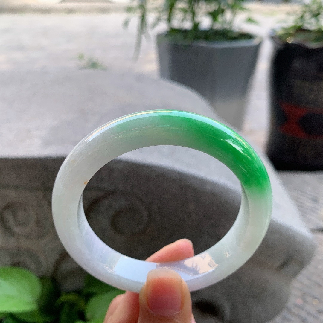 圈口56.4-12-8.9 【辣阳绿正圈手镯】正圈56 57可戴