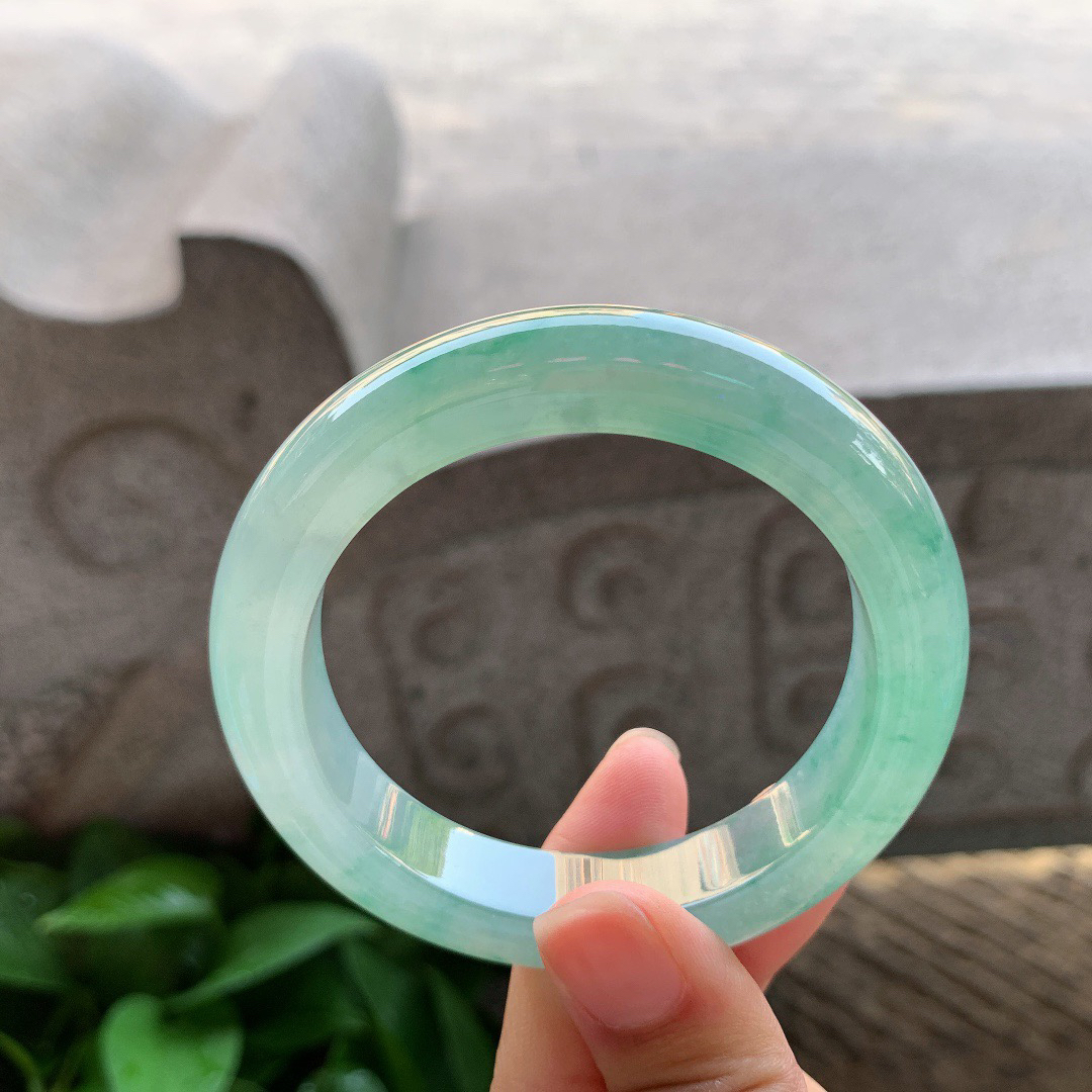 小圈口 53.4-11.8-9.4【冰种蓝绿正圈手镯】正圈53 54可戴