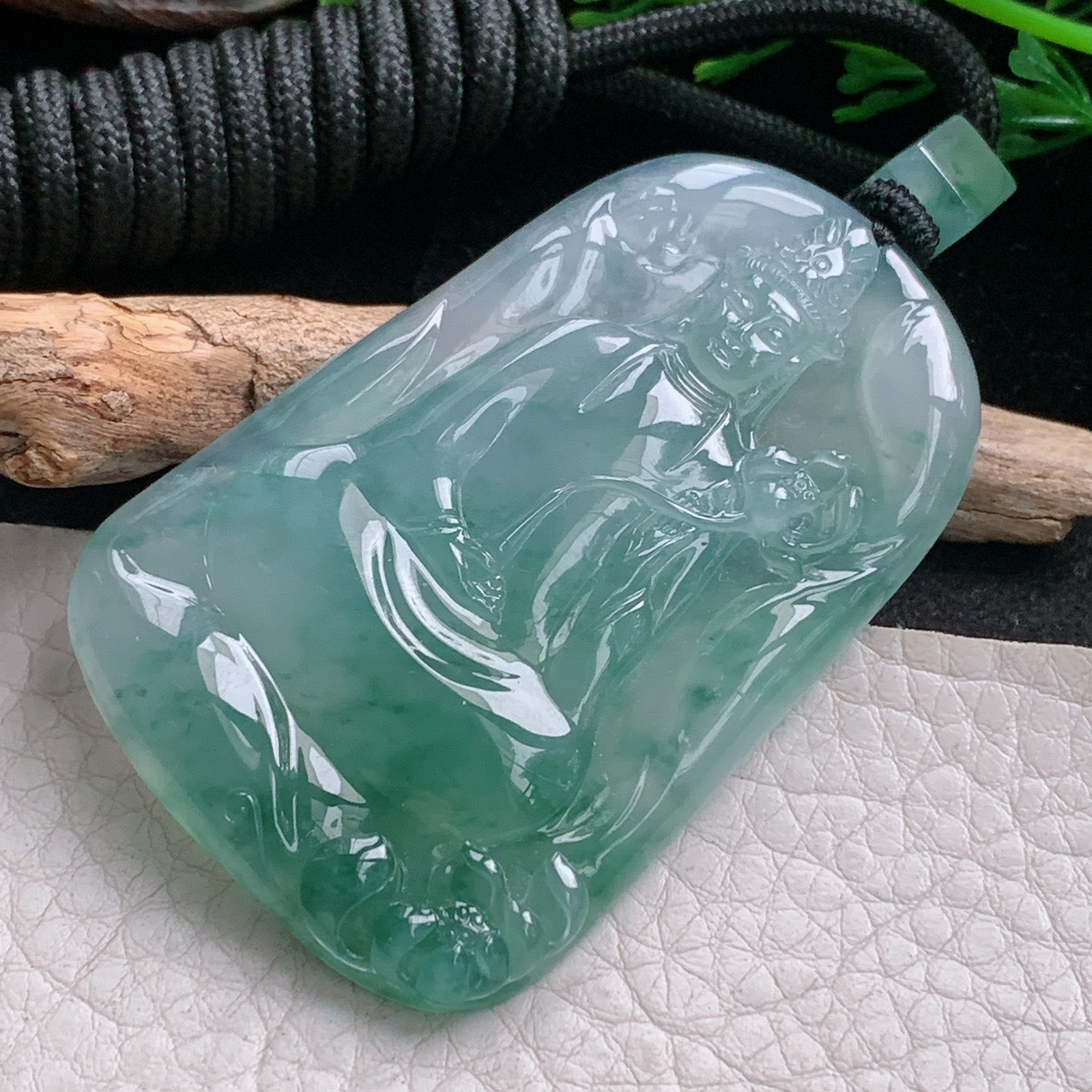 yl实拍60*39.8*5.6缅甸翡翠冰种大势至观音吊坠 厚装持莲观音菩萨守护神