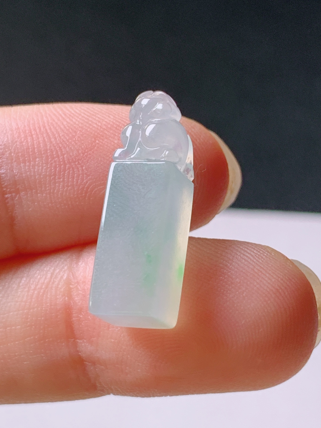 ️ 冰种飘绿貔貅印章，水润饱满，裸石22.1/6.4/6.1