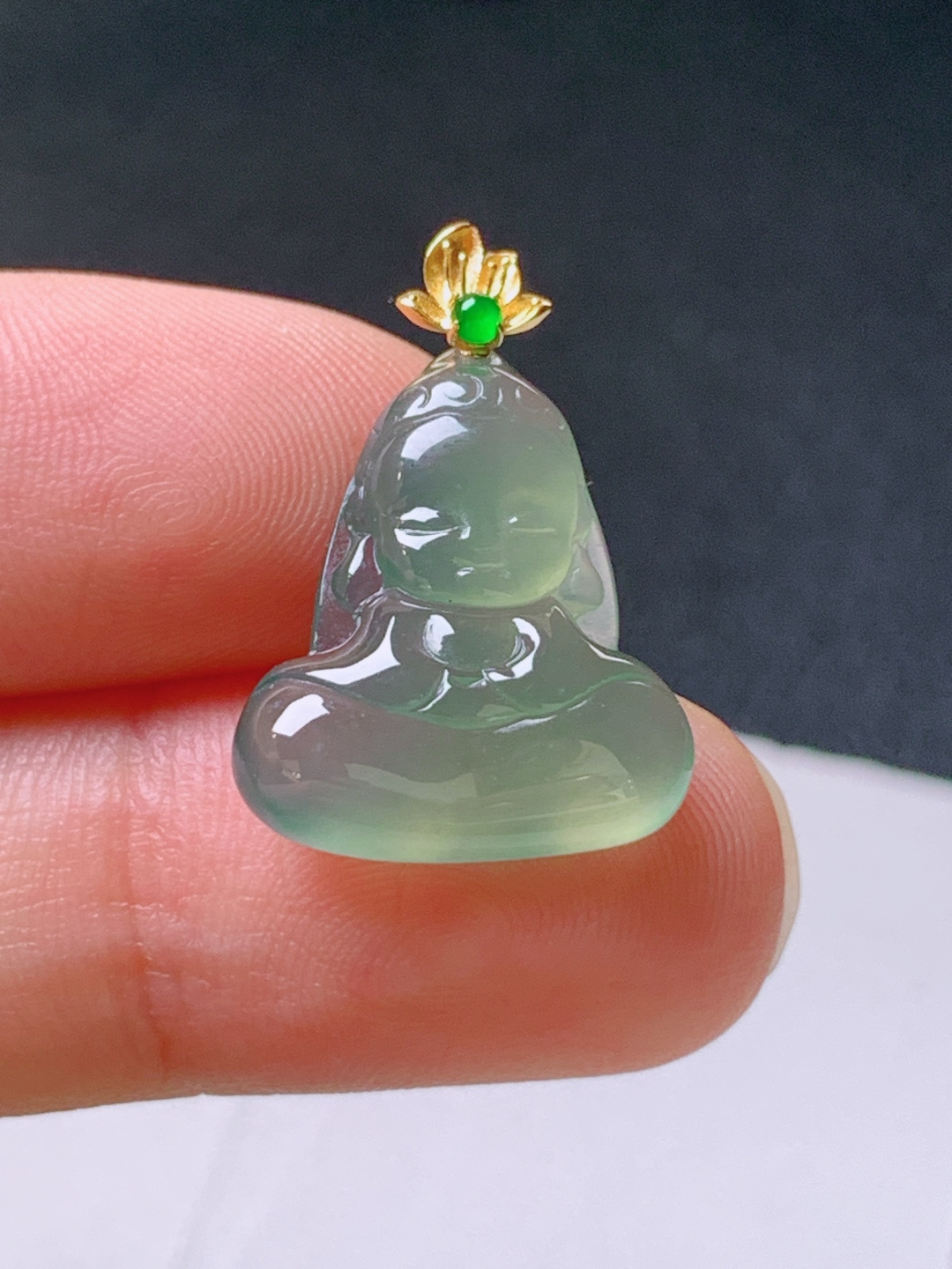 ️ 冰晴绿宝宝佛吊坠，色好水润，裸石19.2-15.3-4.822.6