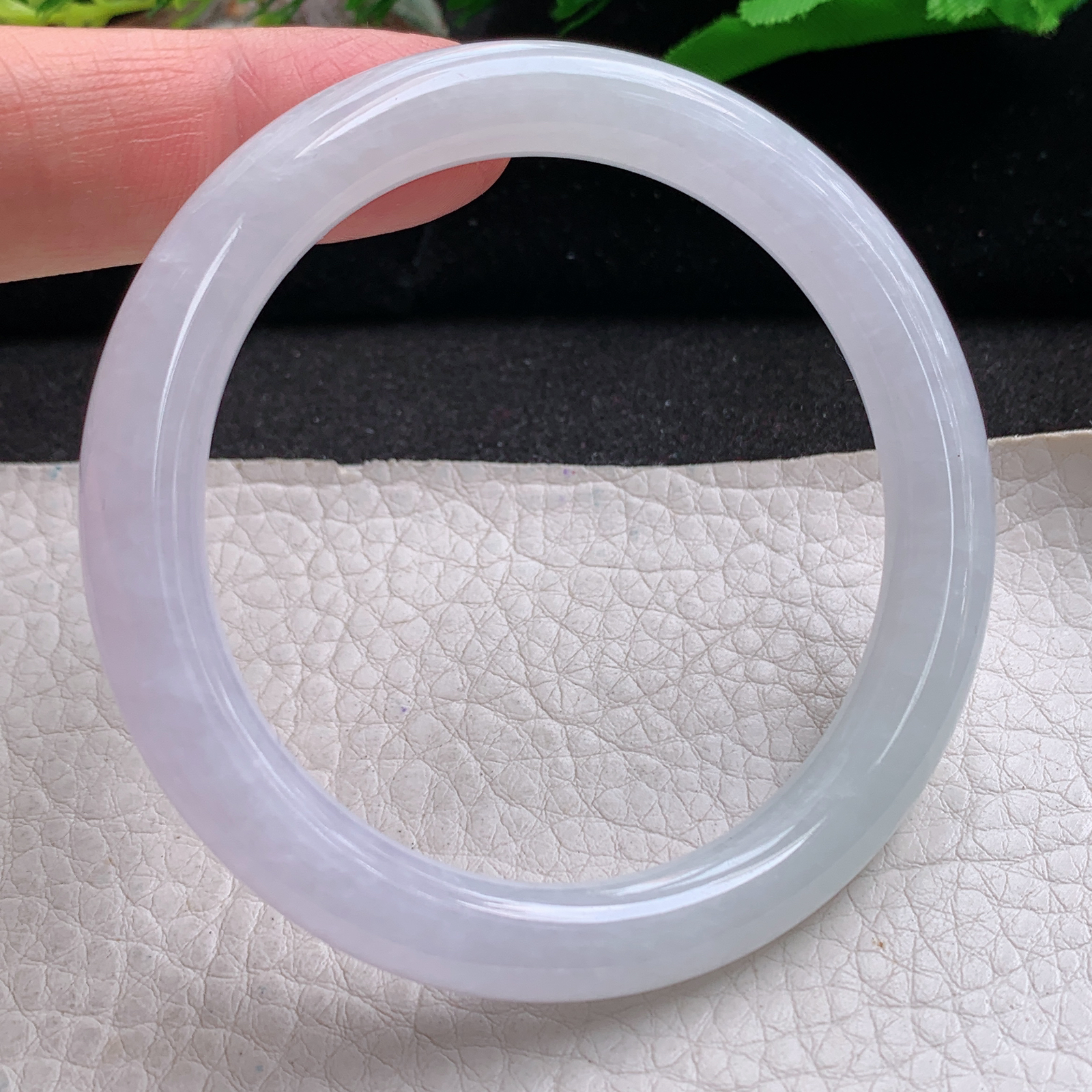 nr实拍54.5*8*8.3叮当镯 天然缅甸翡翠a货手镯冰紫圆条美人镯