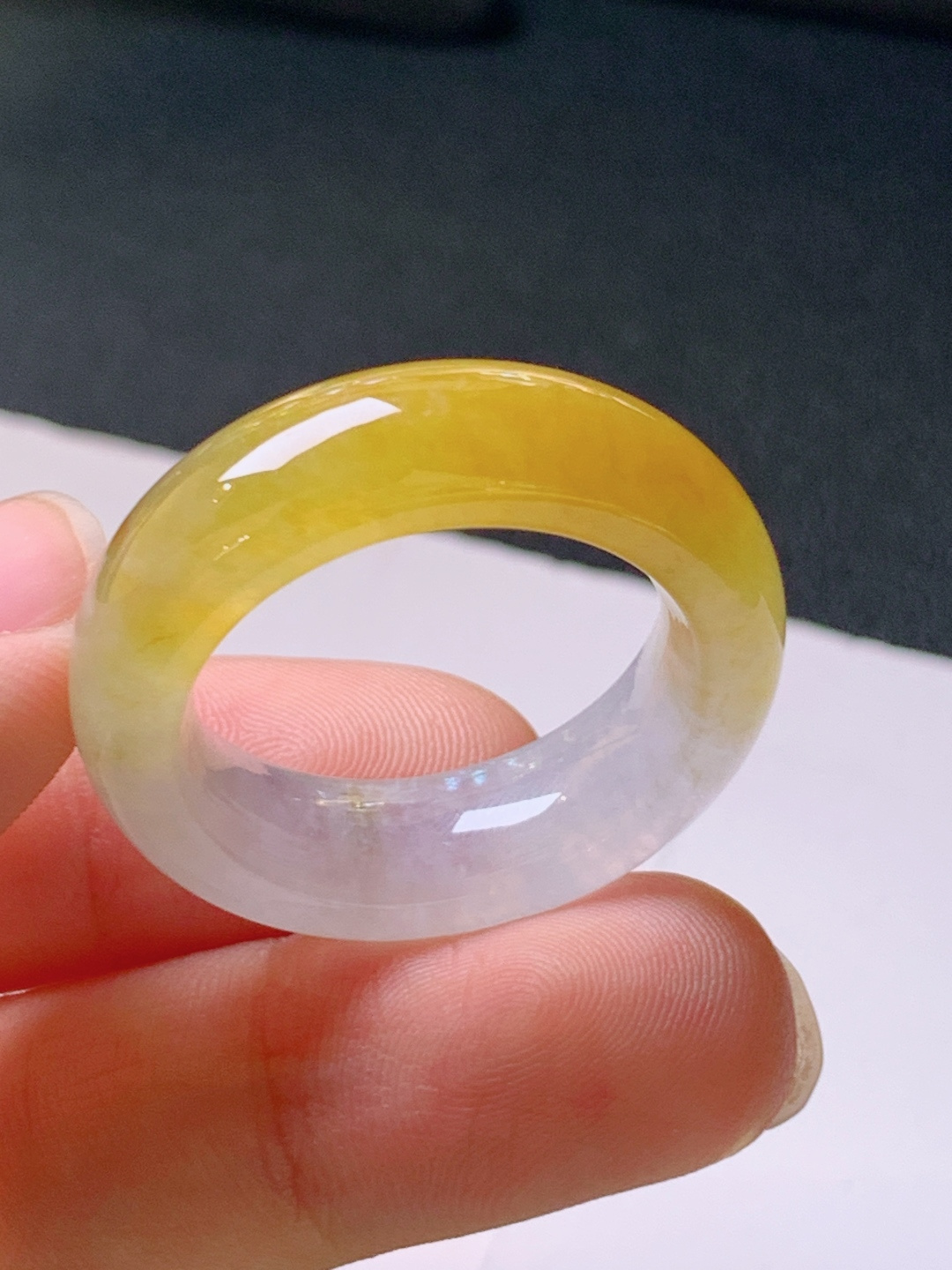 ️ 冰黄翡指环，无裂色正饱满，裸石29.4/7.7/5.1，圈口22