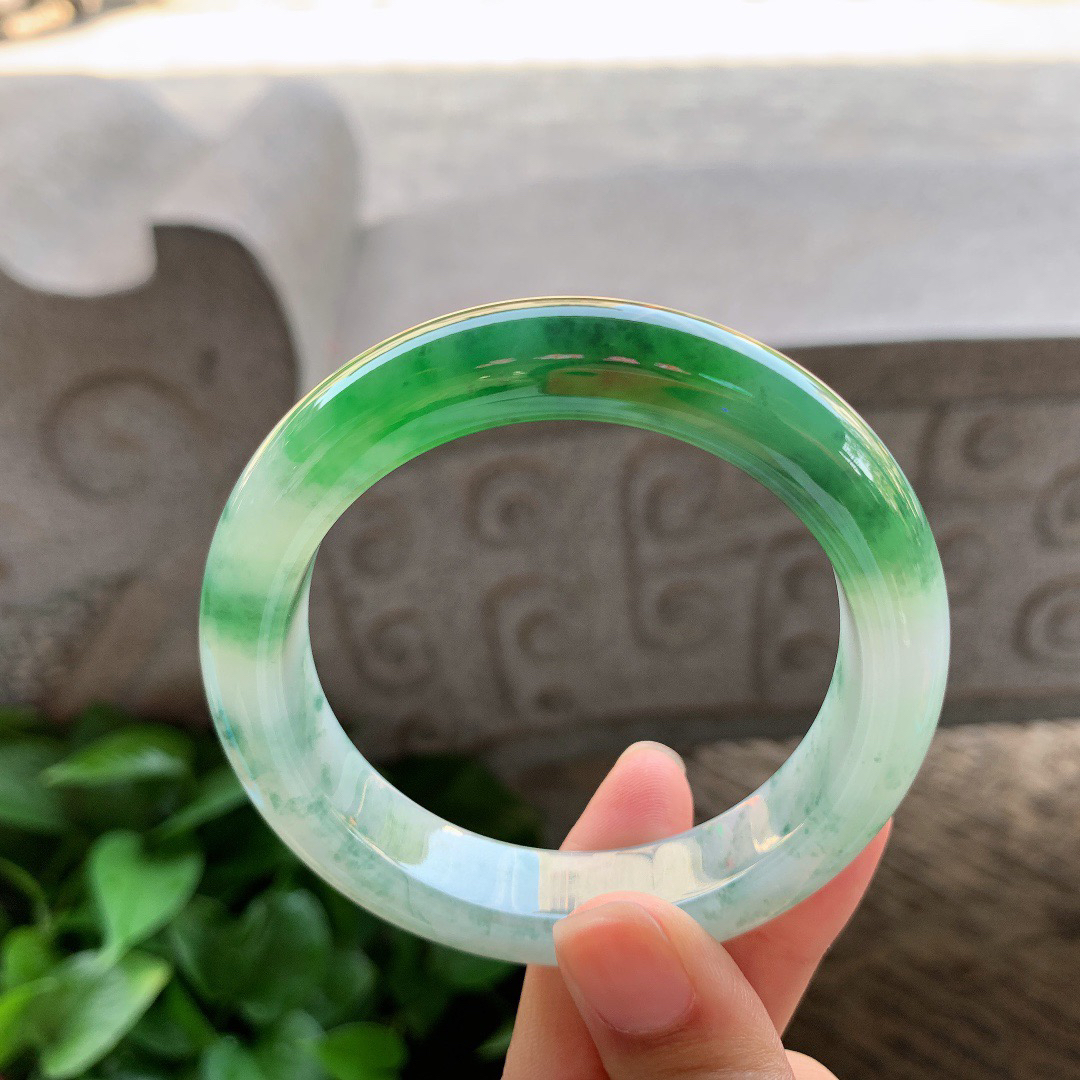 圈口56-12.8-9.4【冰辣绿正圈手镯】正圈56 57可戴