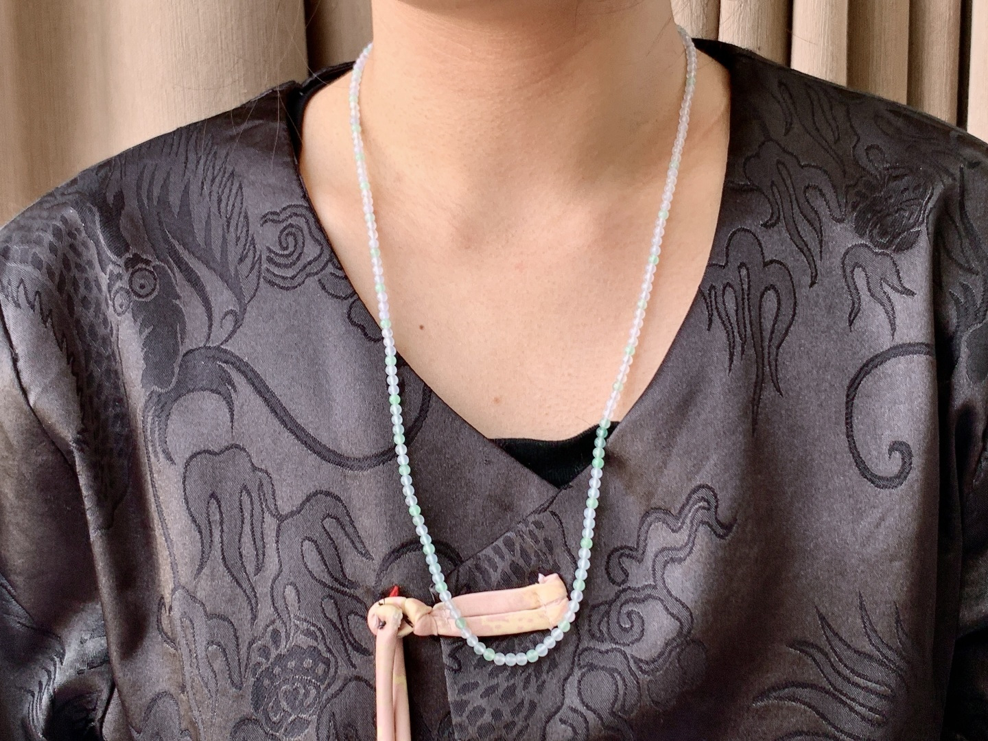 ️冰双彩珠链圆珠子珠链，缅料 性比高，3.4mm，32cm，15克