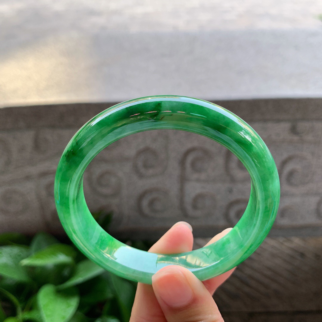圈口 57.7-12-8.2【满绿正圈手镯】正圈57 58可戴