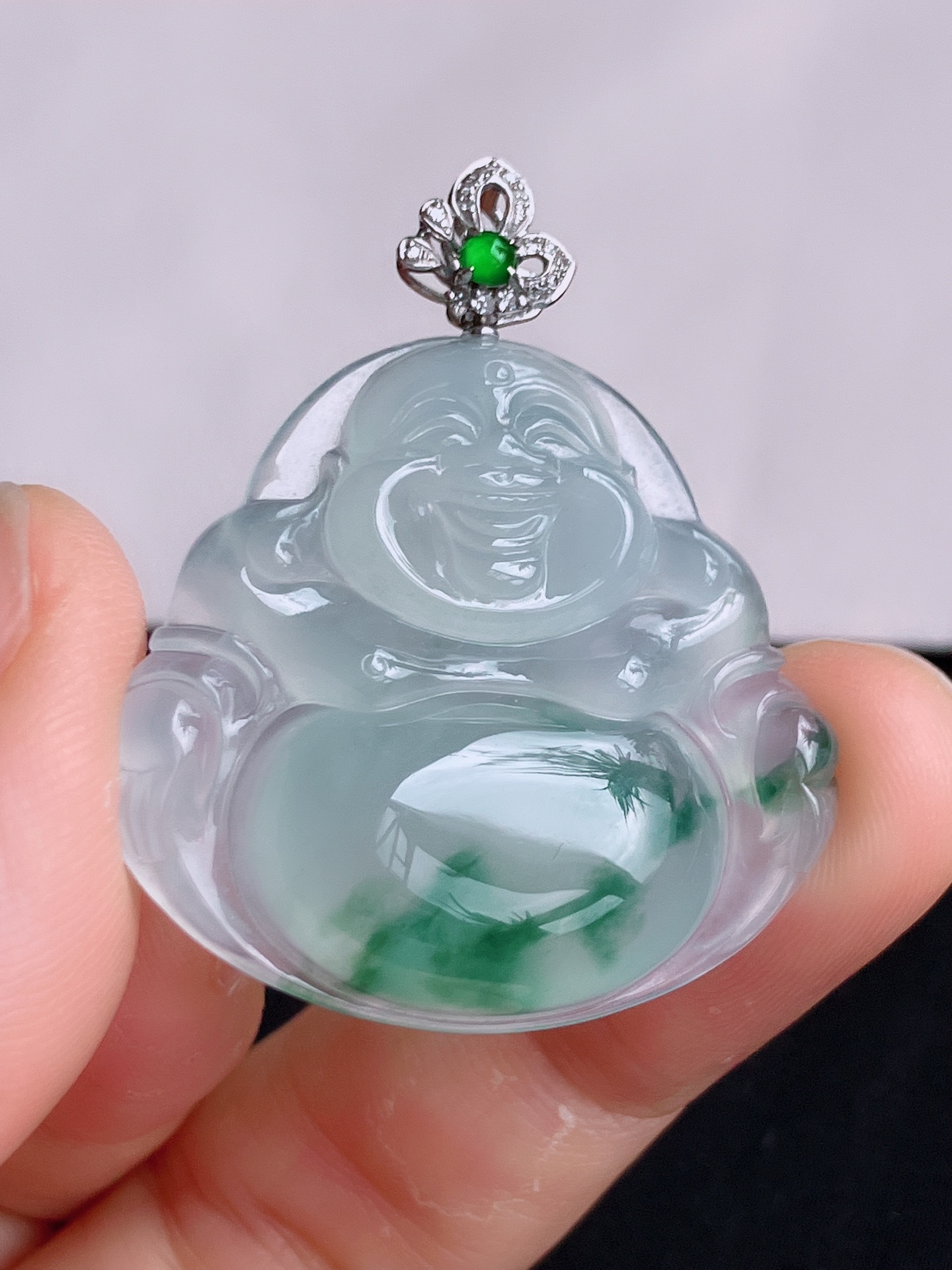 ️，冰飘花大佛，晶莹剔透，花色清爽，尺寸38.8/33/30，自然光实拍