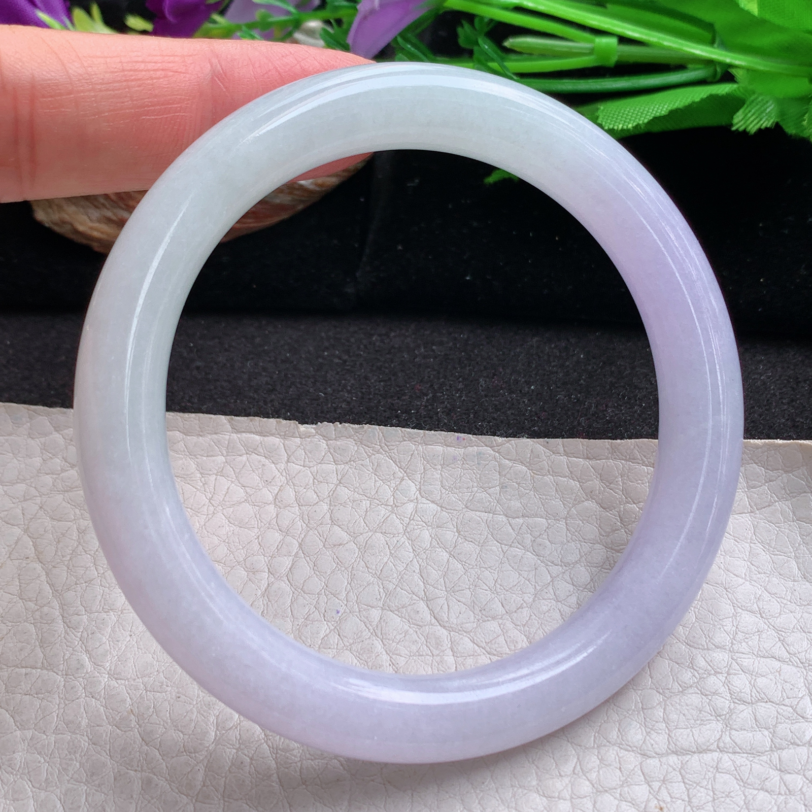 nr实拍59*9.3招财美人镯 天然缅甸翡翠a货手镯半山水水润正圈玉镯子