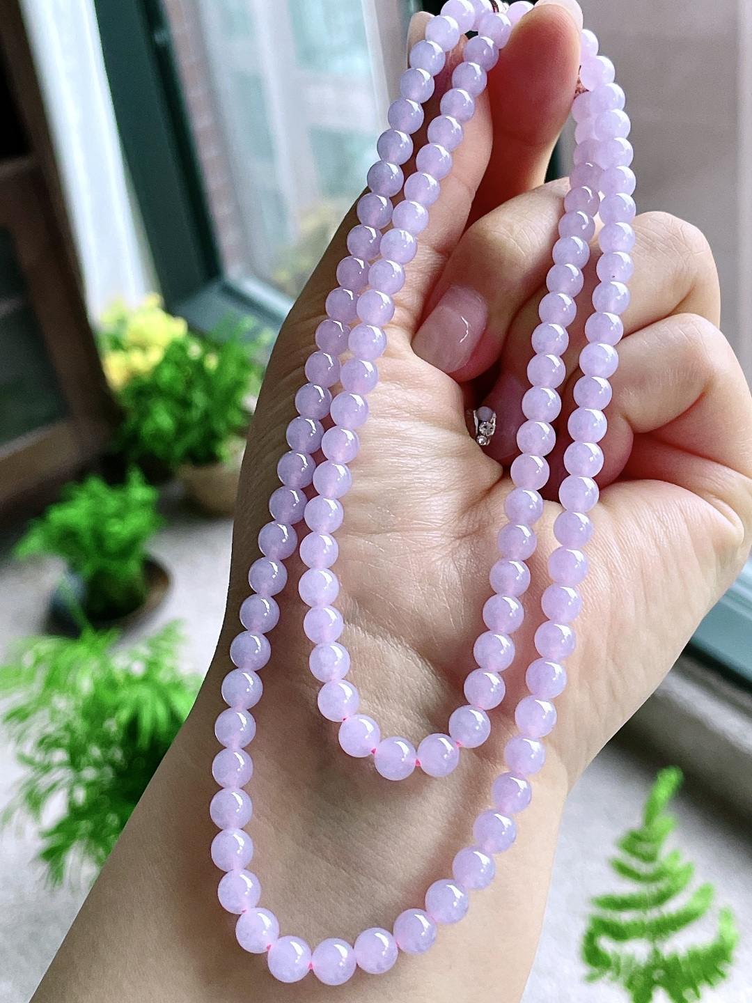 珠子，高冰紫罗兰珠链圆珠珠子珠链，缅料，性比高，尺寸6mm，33cm，编号