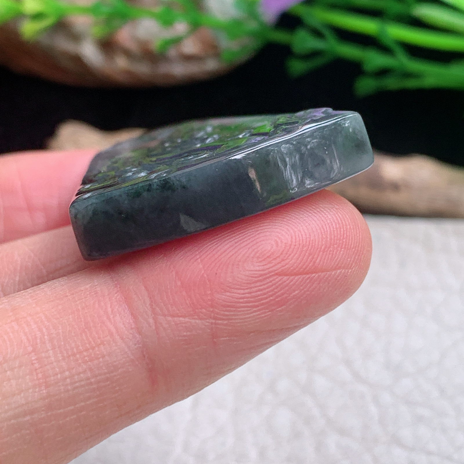 lz实拍41.3*28.8*5.8天然缅甸翡翠乌鸡种吉祥如意玉吊坠 玉挂件