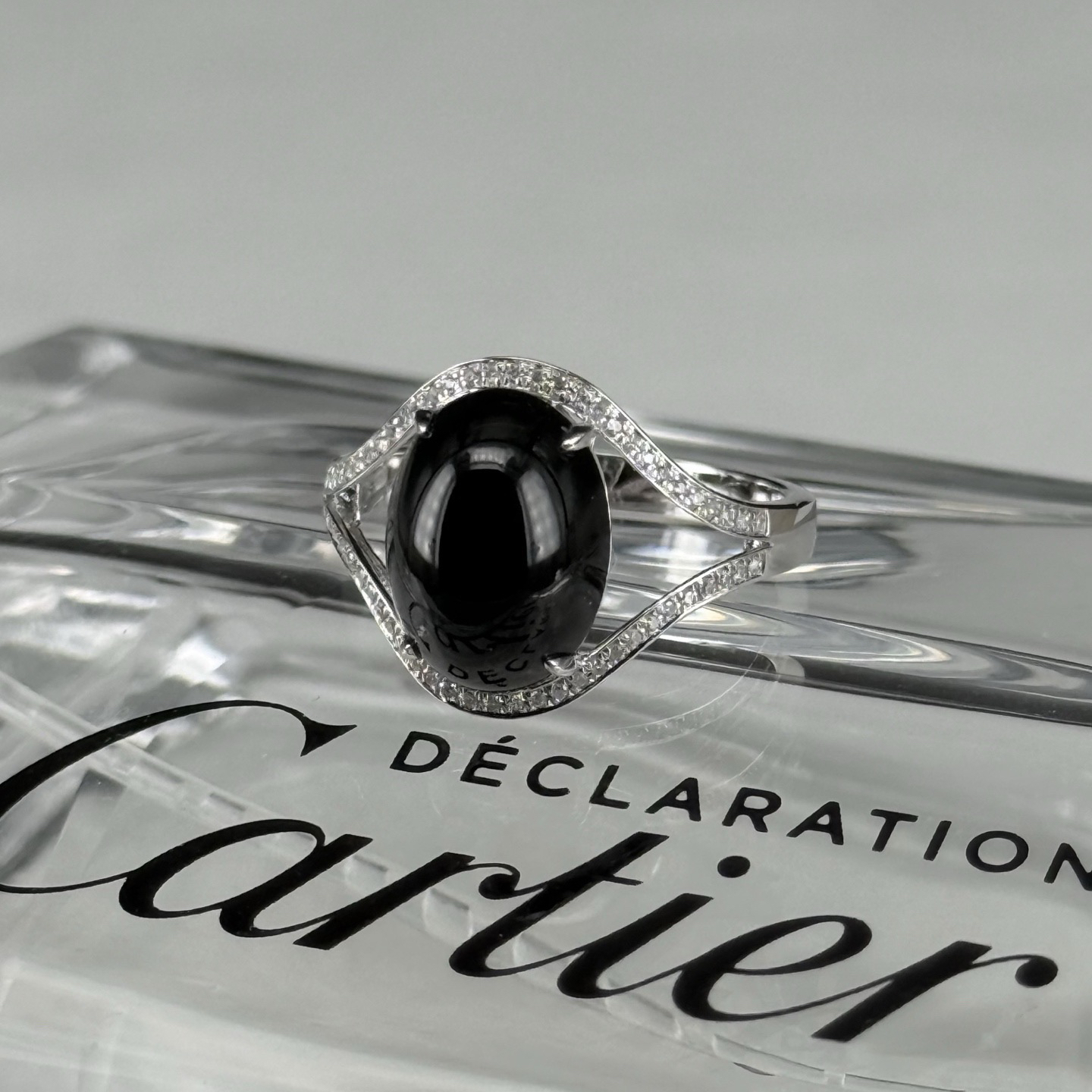 精品18k墨翠蛋面女戒 种好色正 黑度极好 打灯通透 油性十足 尺寸11.6