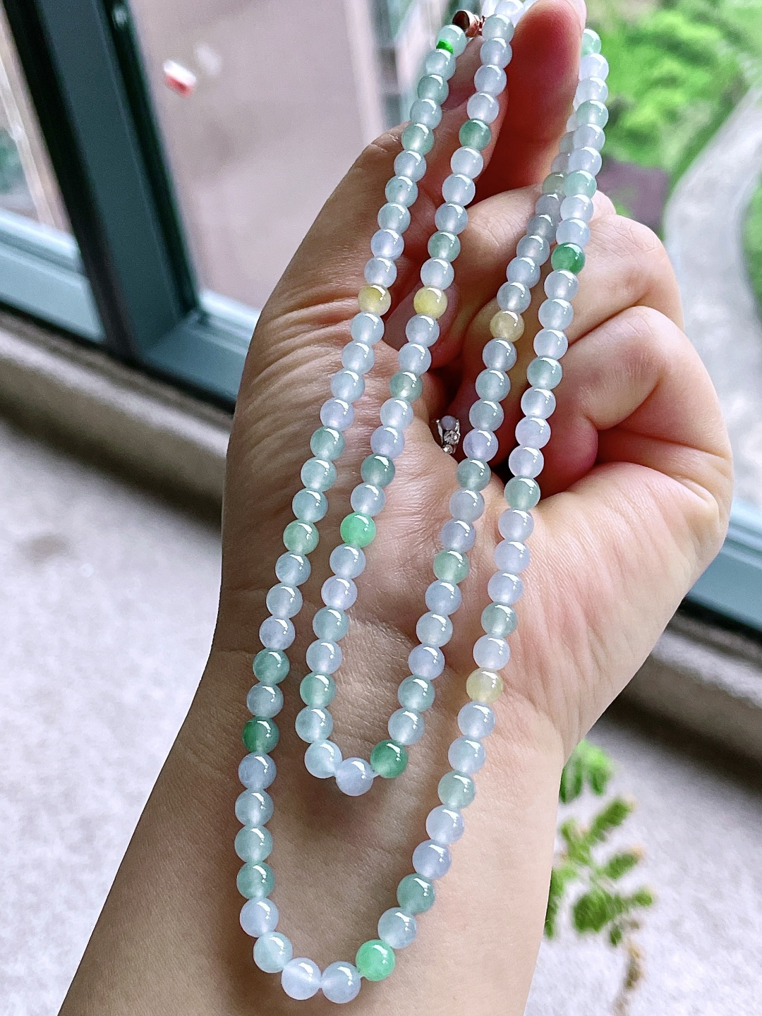 冰多宝珠链圆珠珠子珠链，缅甸，性比高，5.4mm，33cm，35.2克