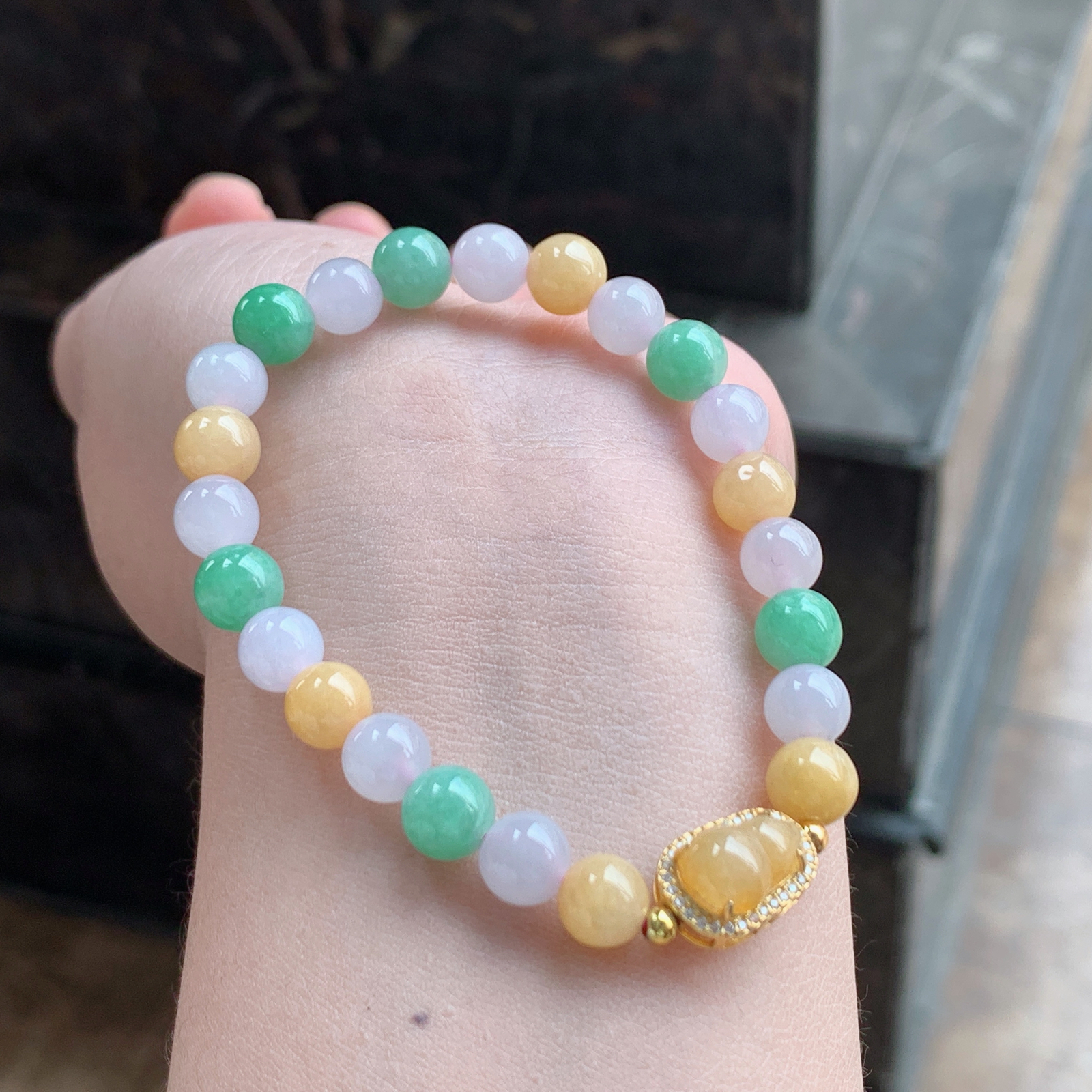 多彩葫芦翡翠手串