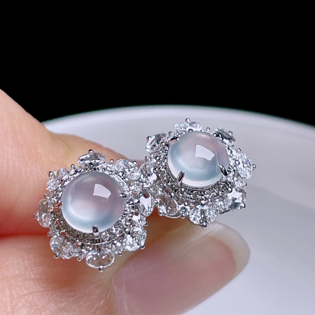 ️ 冰润通透，种老起光，18k金镶嵌，裸石：5.8/2