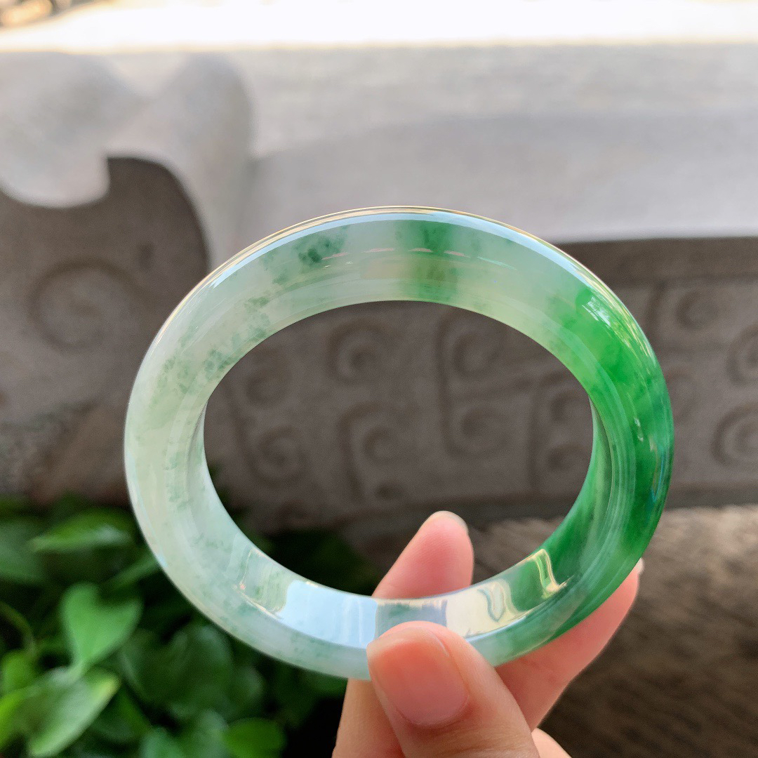 圈口56-12.8-9.4【冰辣绿正圈手镯】正圈56 57可戴