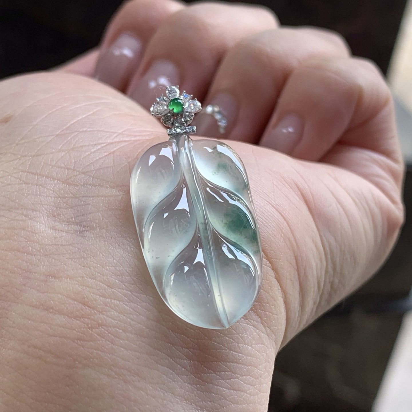 冰种飘花玉叶^_^ 种老 金扣