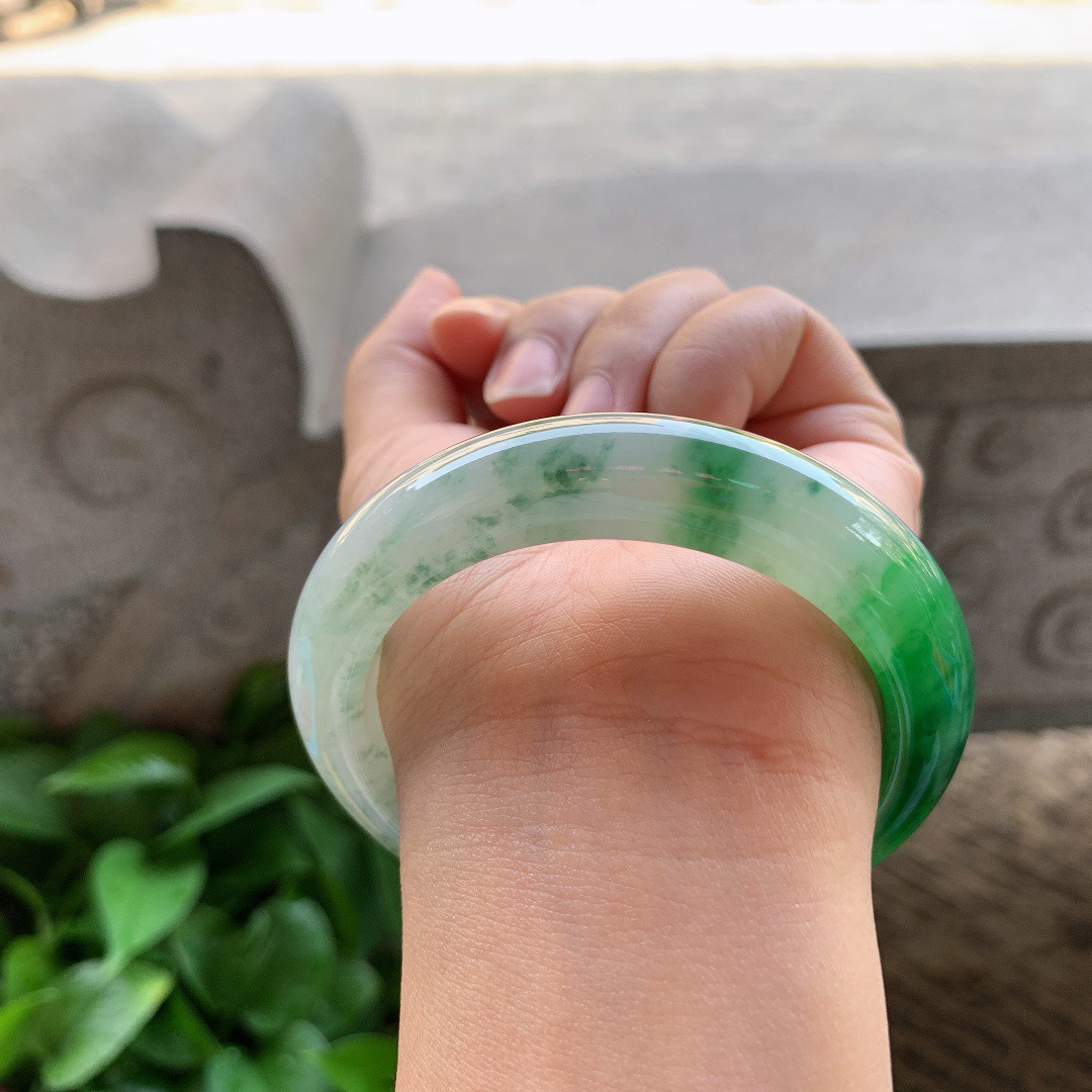 圈口56-12.8-9.4【冰辣绿正圈手镯】正圈56 57可戴