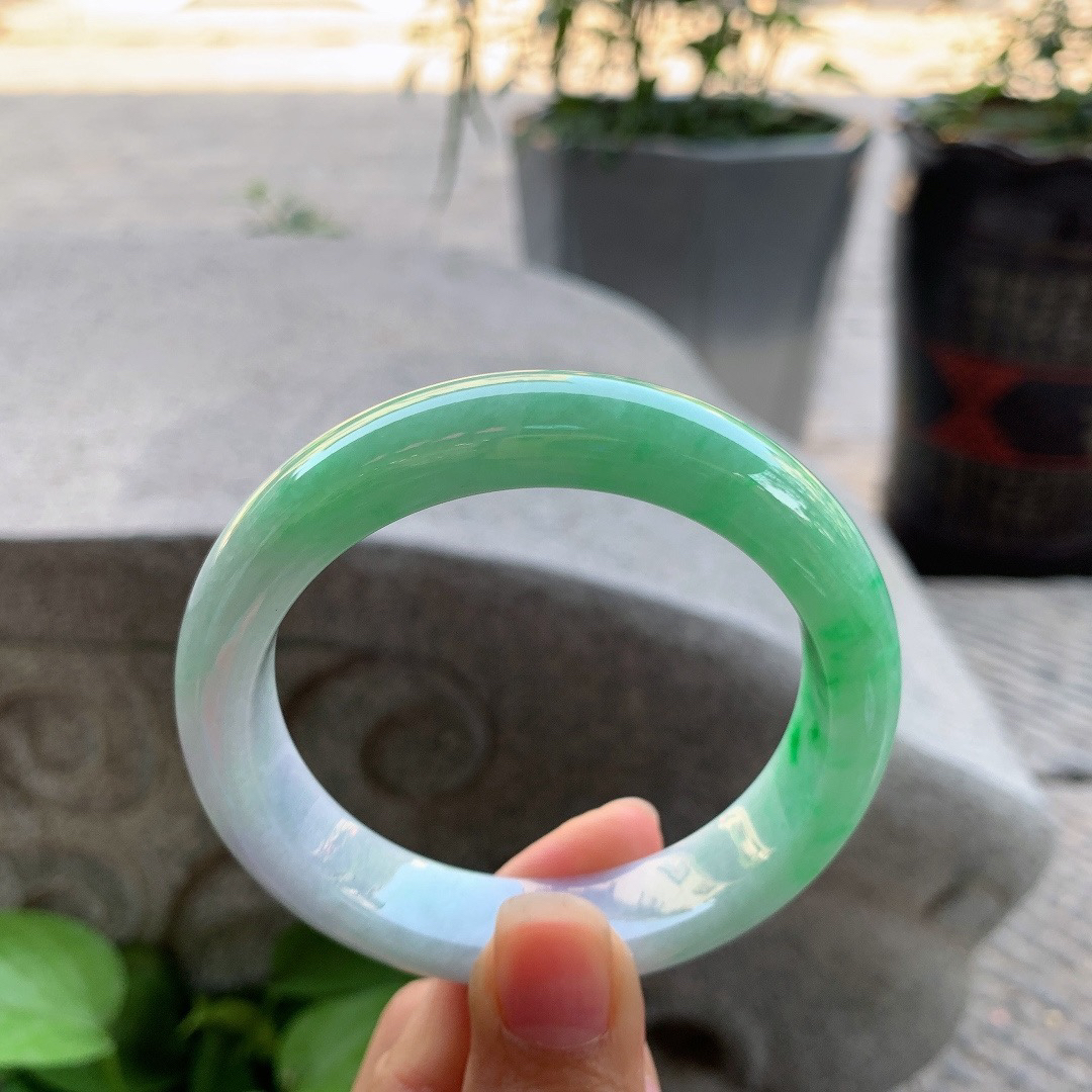 圈口 57-12.8-8.7【辣阳绿正圈手镯】正圈57 58可戴